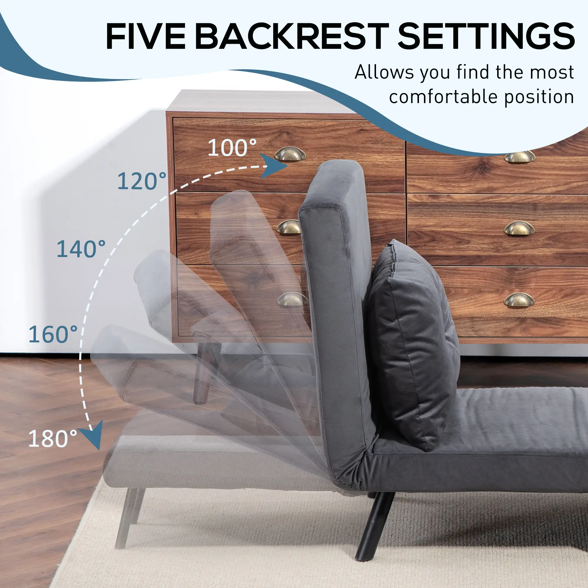 Velvet Armchair 63 x 73 x 81cm - Charcoal Grey - 5