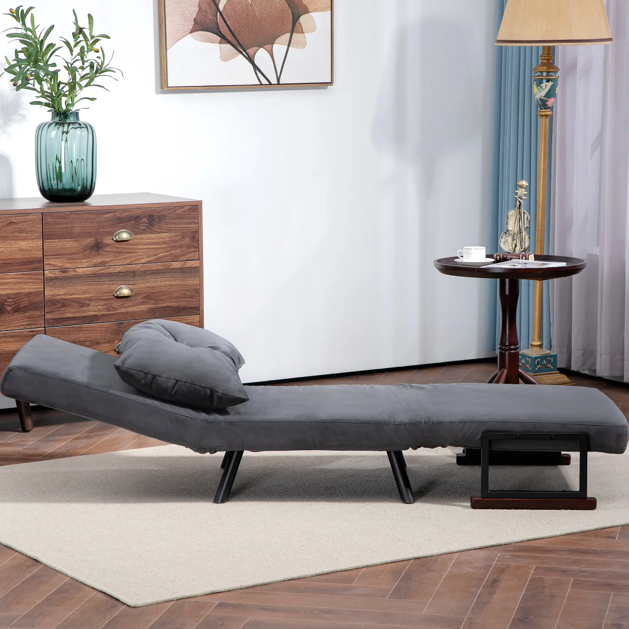 Velvet Armchair 63 x 73 x 81cm - Charcoal Grey - 7