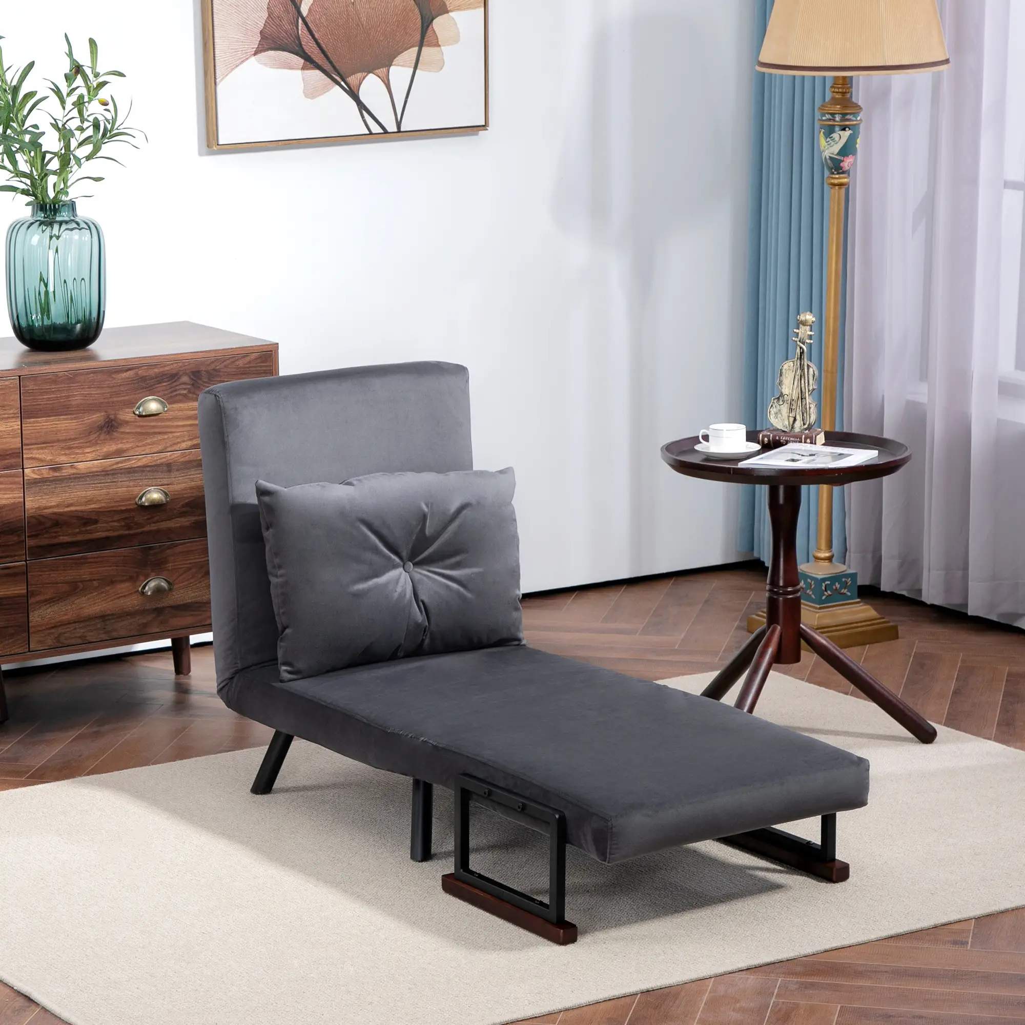 Velvet Armchair 63 x 73 x 81cm - Charcoal Grey - 10