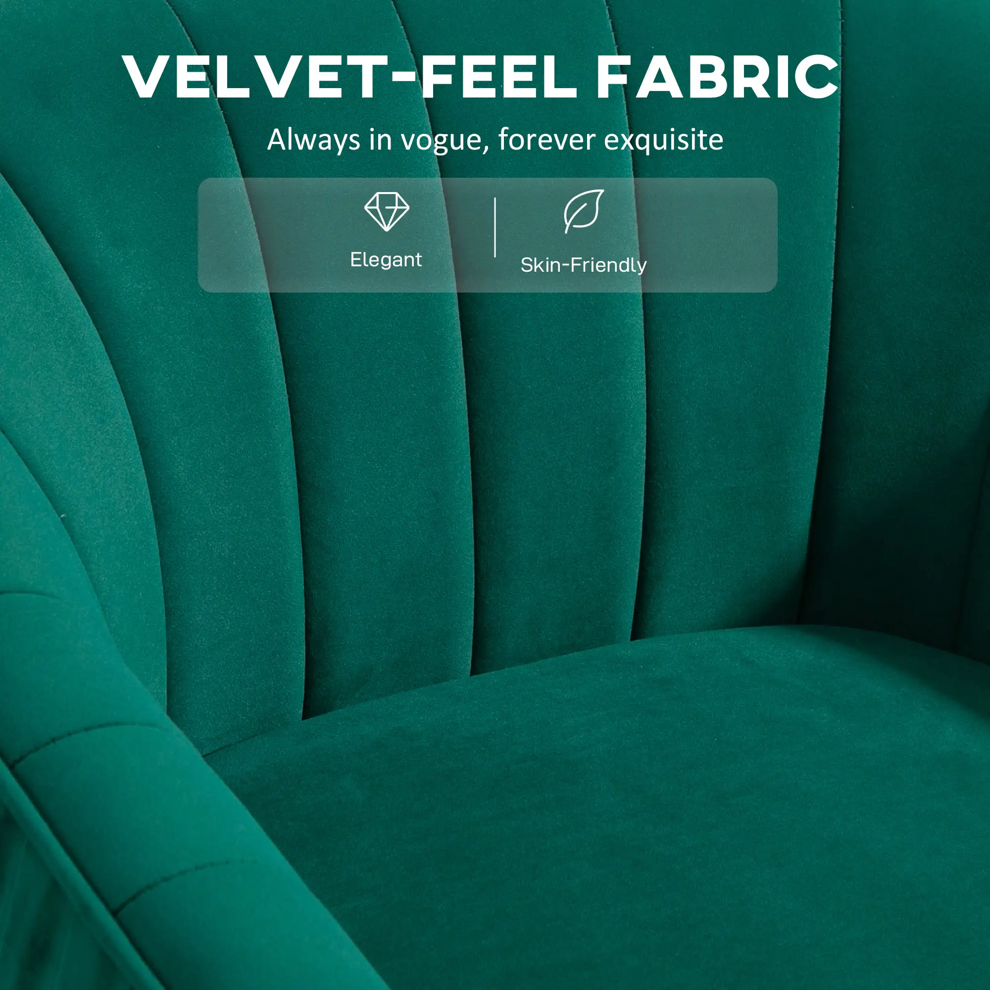 Velvet Armchair 71 x 72 x 73cm, Green - Green - 6