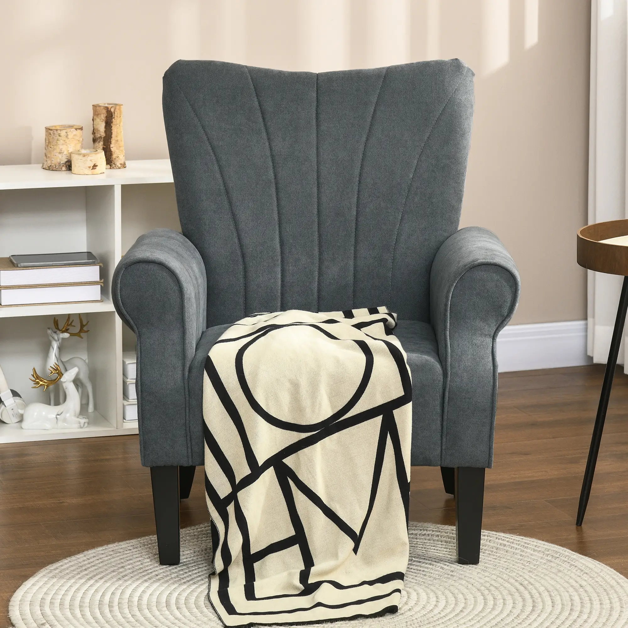 Linen Armchair 80 x 73 x 94cm - Grey - 2