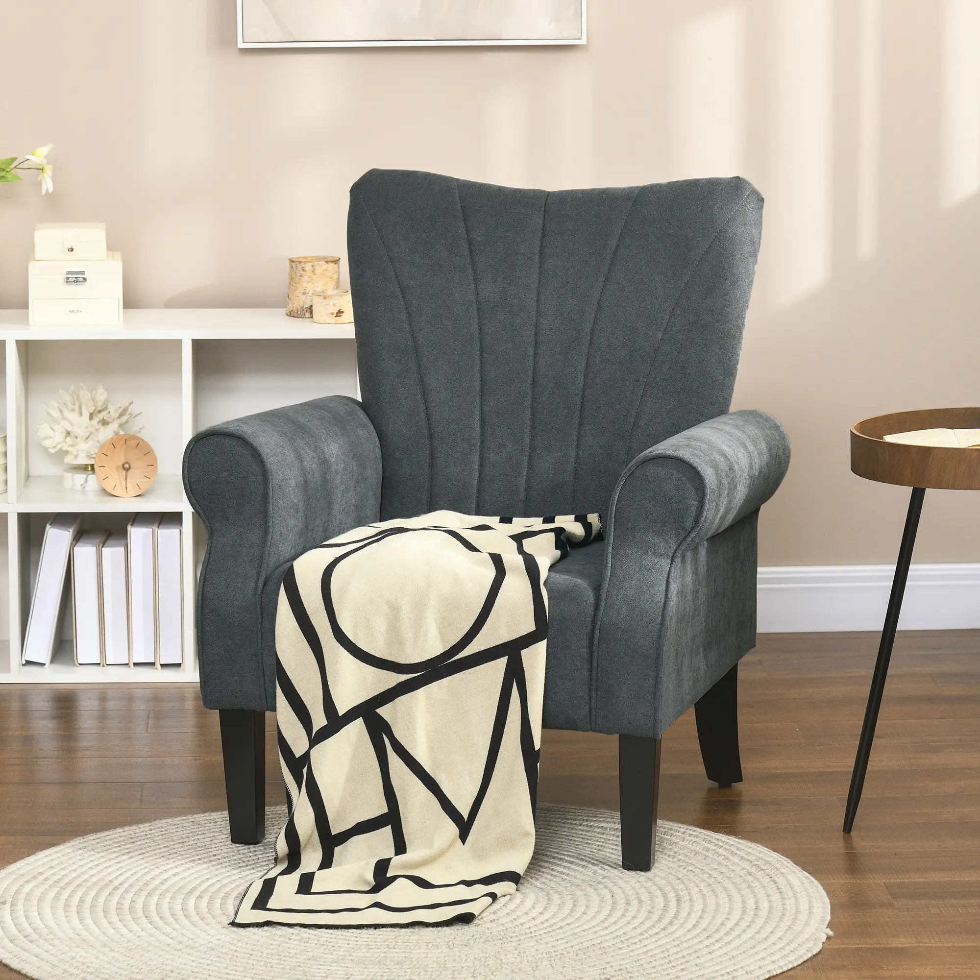 Linen Armchair 80 x 73 x 94cm - Grey - 6