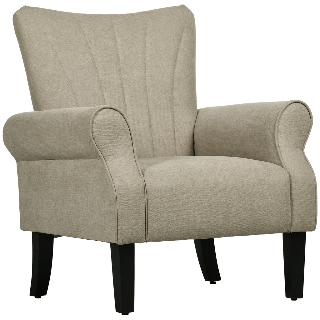 Linen Armchair 80 x 73 x 94cm - Beige - 1