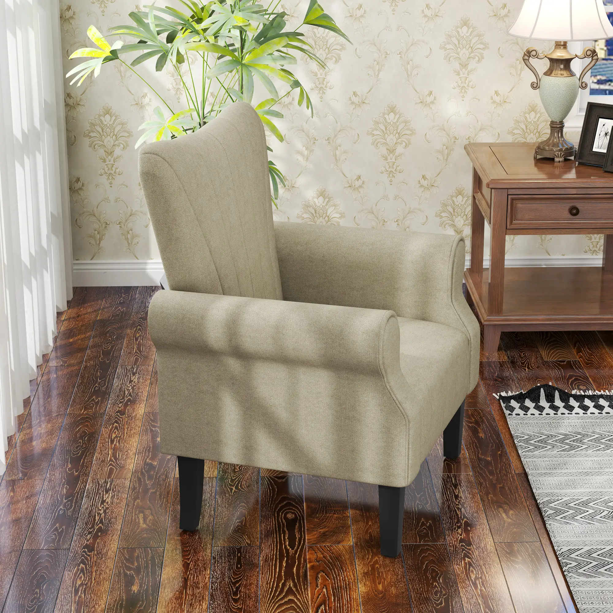 Linen Armchair 80 x 73 x 94cm - Beige - 14