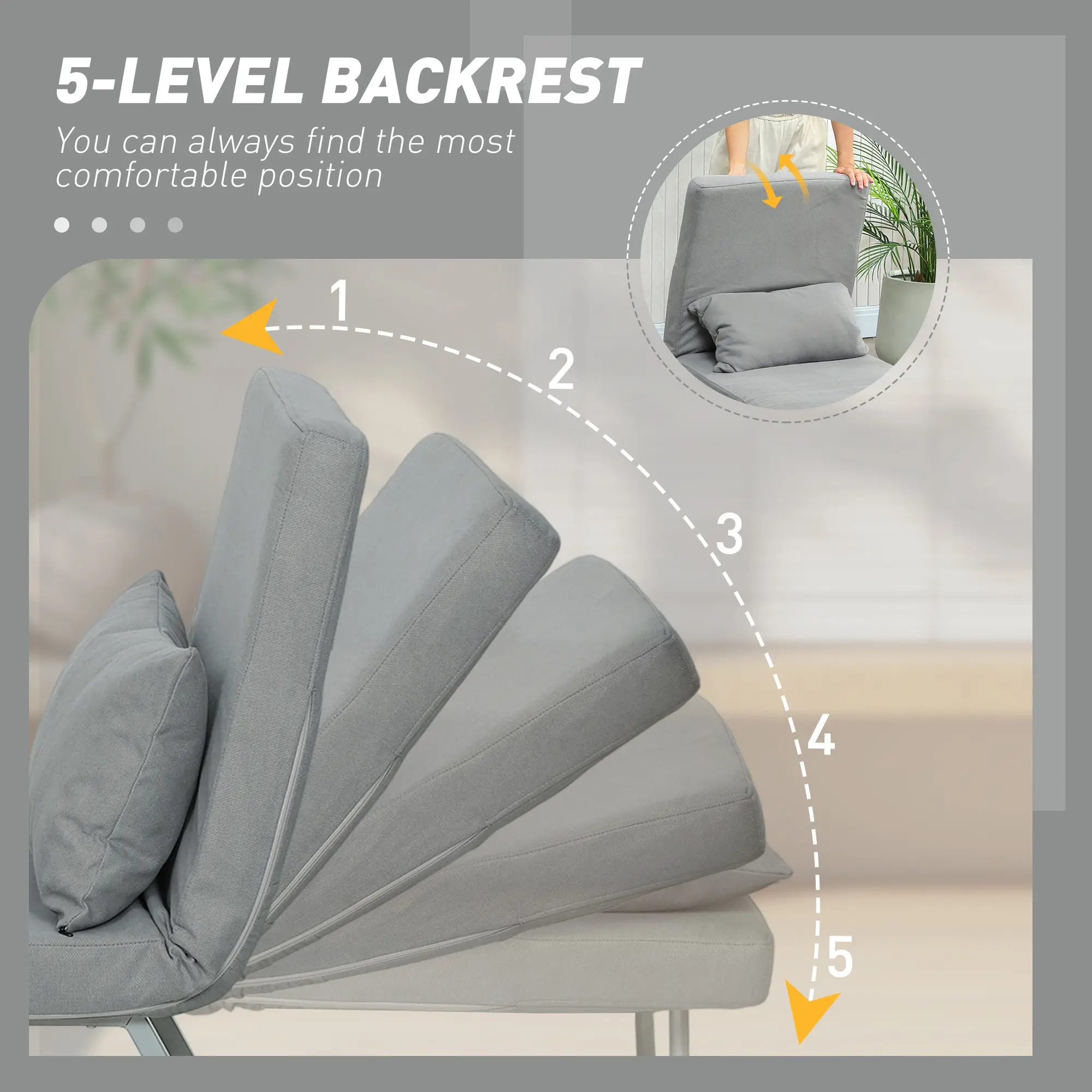 Linen Sofa Bed 73 x 78 x 81cm - Light Grey - 5