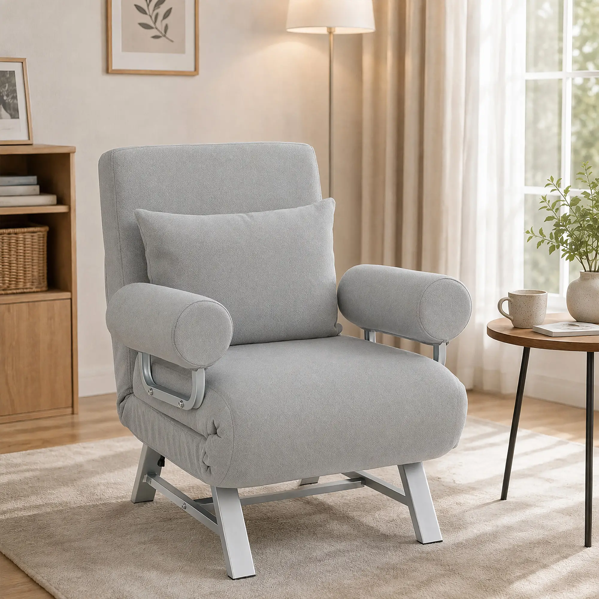 Linen Sofa Bed 73 x 78 x 81cm - Light Grey - 7