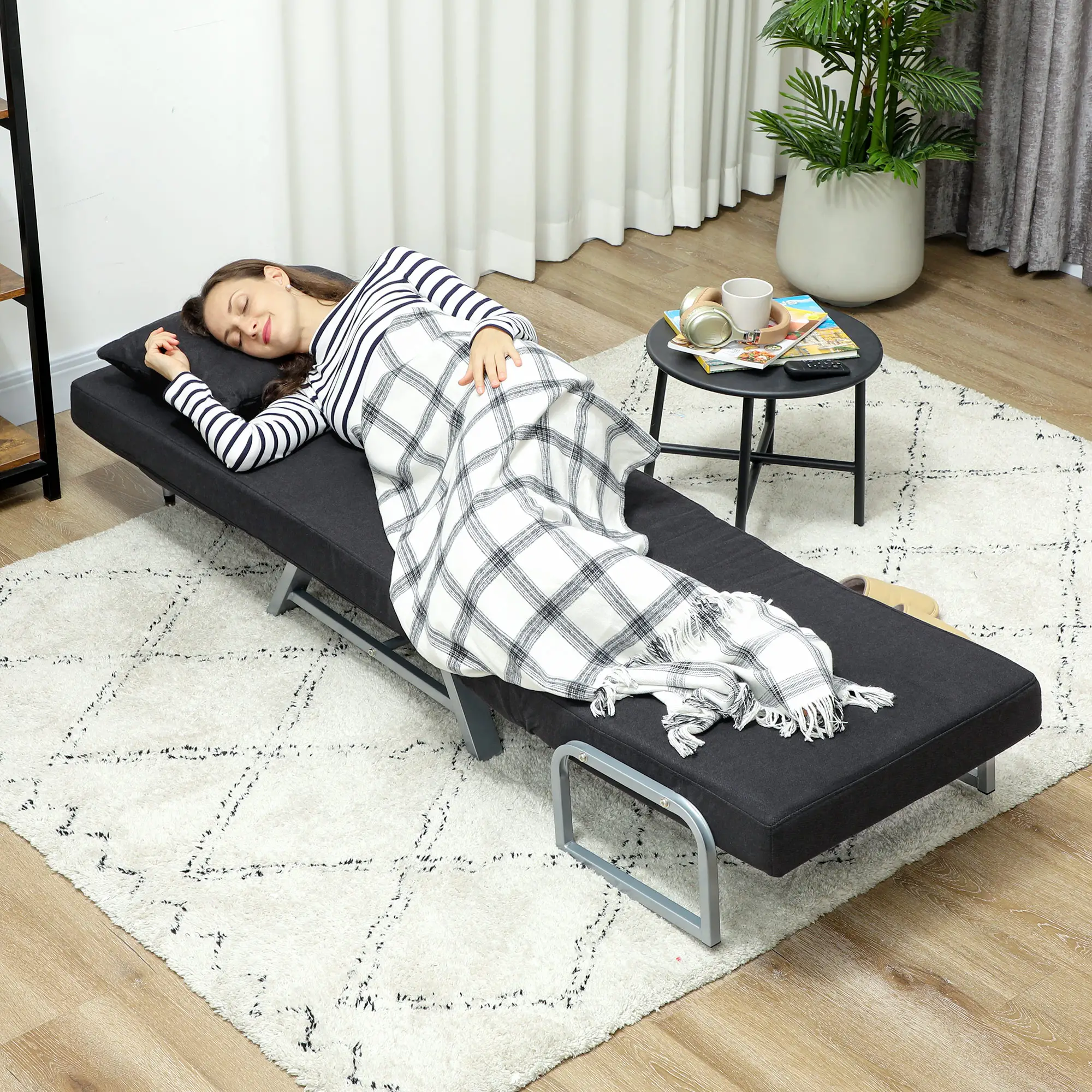 Linen Sofa Bed 73 x 78 x 81cm - Black - 7