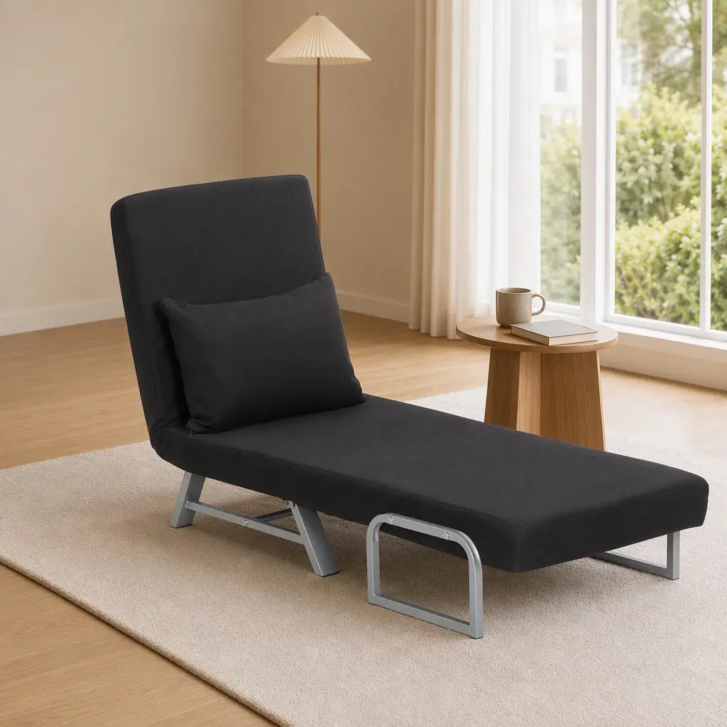 Linen Sofa Bed 73 x 78 x 81cm - Black - 8