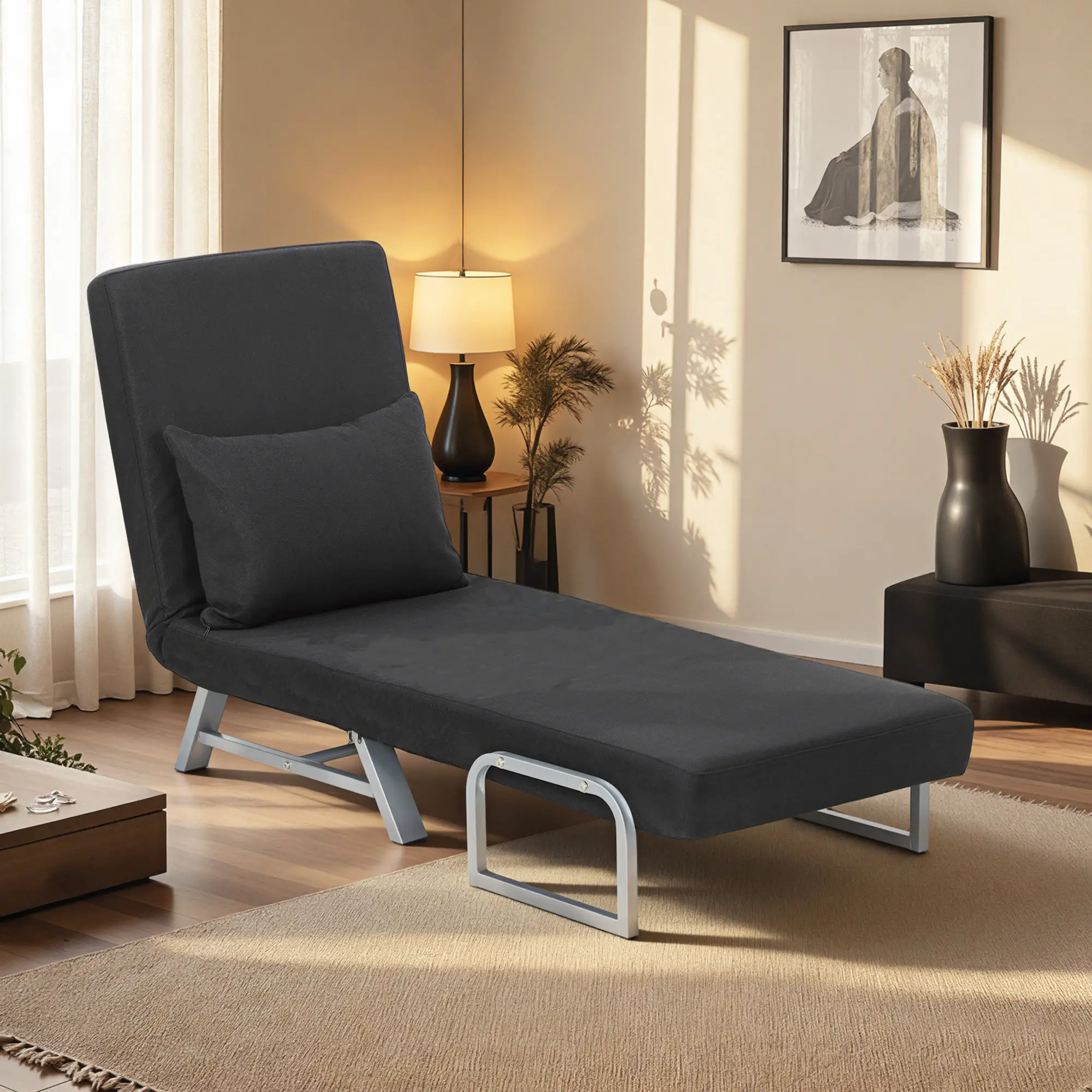 Linen Sofa Bed 73 x 78 x 81cm - Black - 13