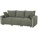 3 Seater Velvet Sofa 228 x 85 x 88cm - Dark Green, Black - 1