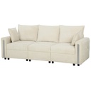 3 Seater Velvet Sofa 228 x 85 x 88cm - Beige, Black - 1