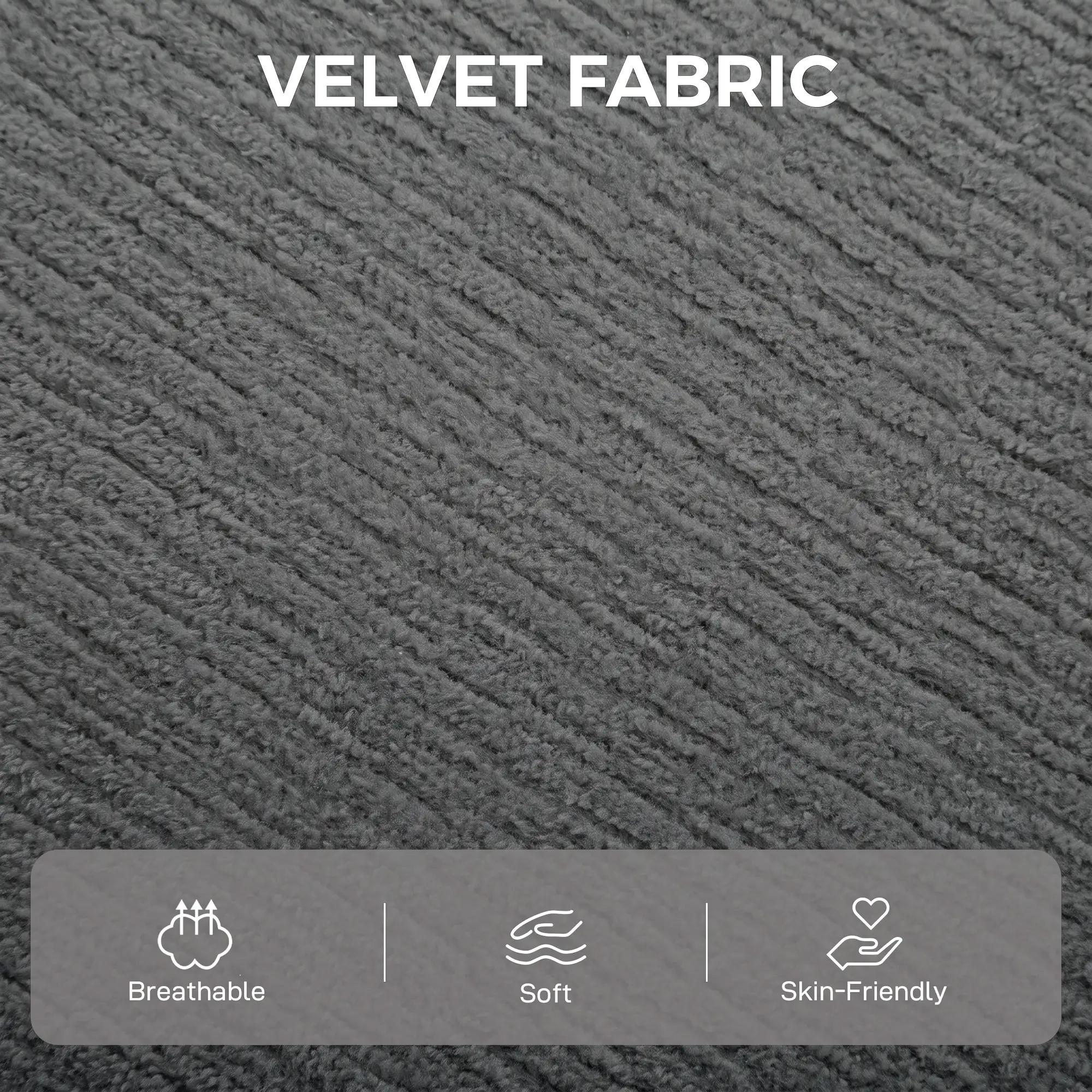2 Seater Velvet Sofa 168 x 85 x 88cm - Dark Grey, Black - 5