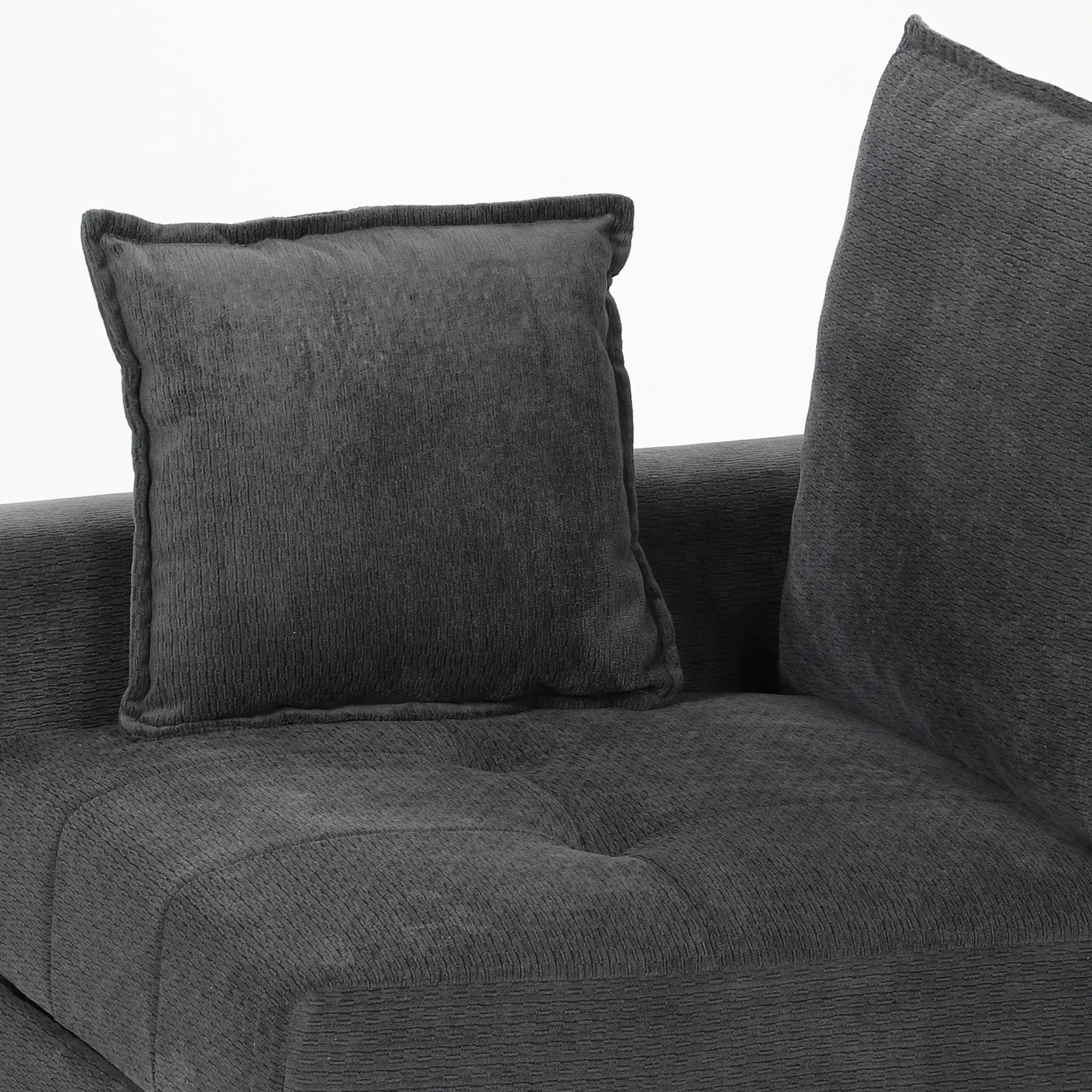 2 Seater Velvet Sofa 168 x 85 x 88cm - Dark Grey, Black - 11