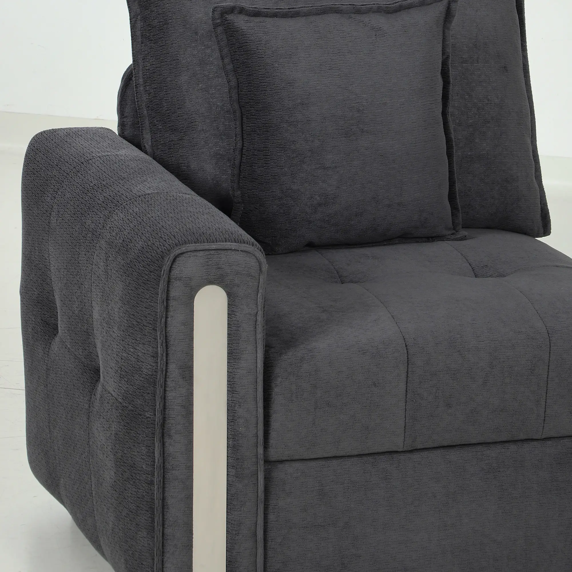 2 Seater Velvet Sofa 168 x 85 x 88cm - Dark Grey, Black - 12