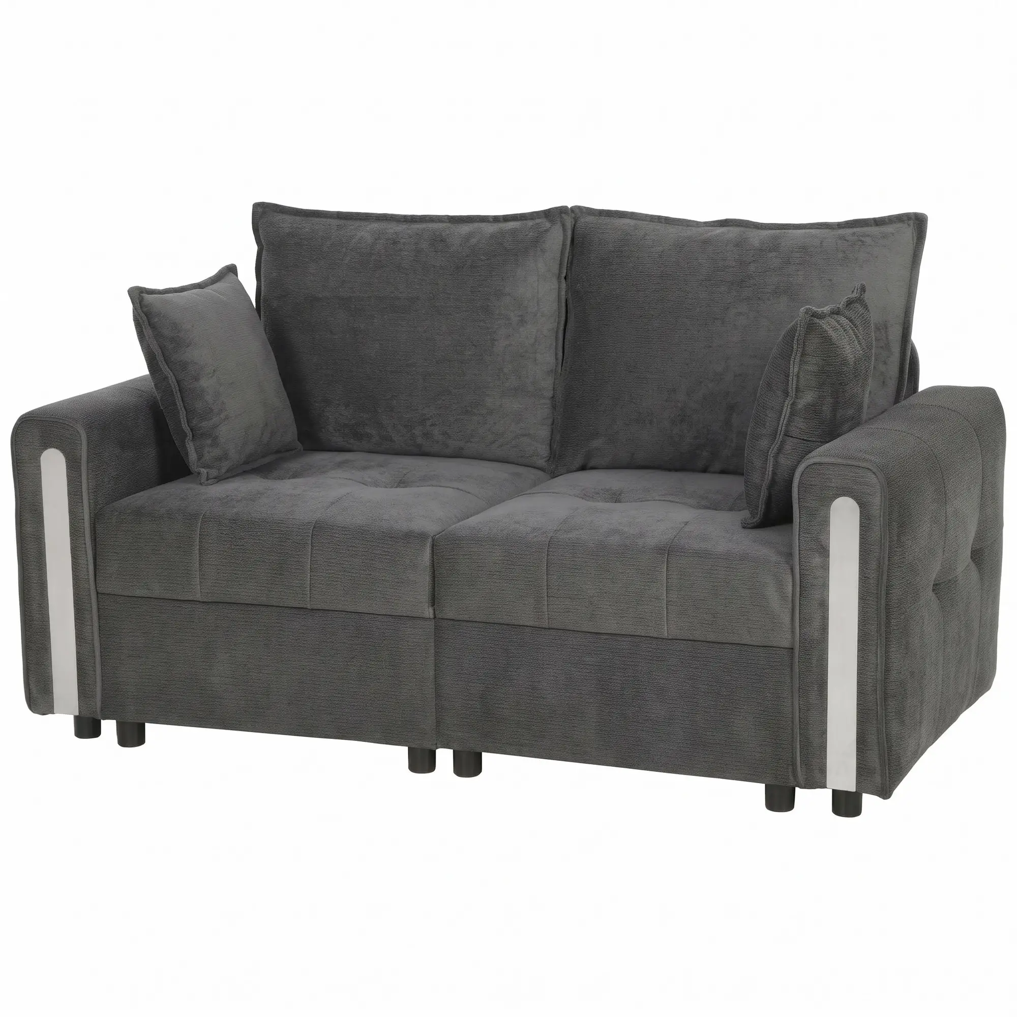 2 Seater Velvet Sofa 168 x 85 x 88cm - Dark Grey, Black - 15