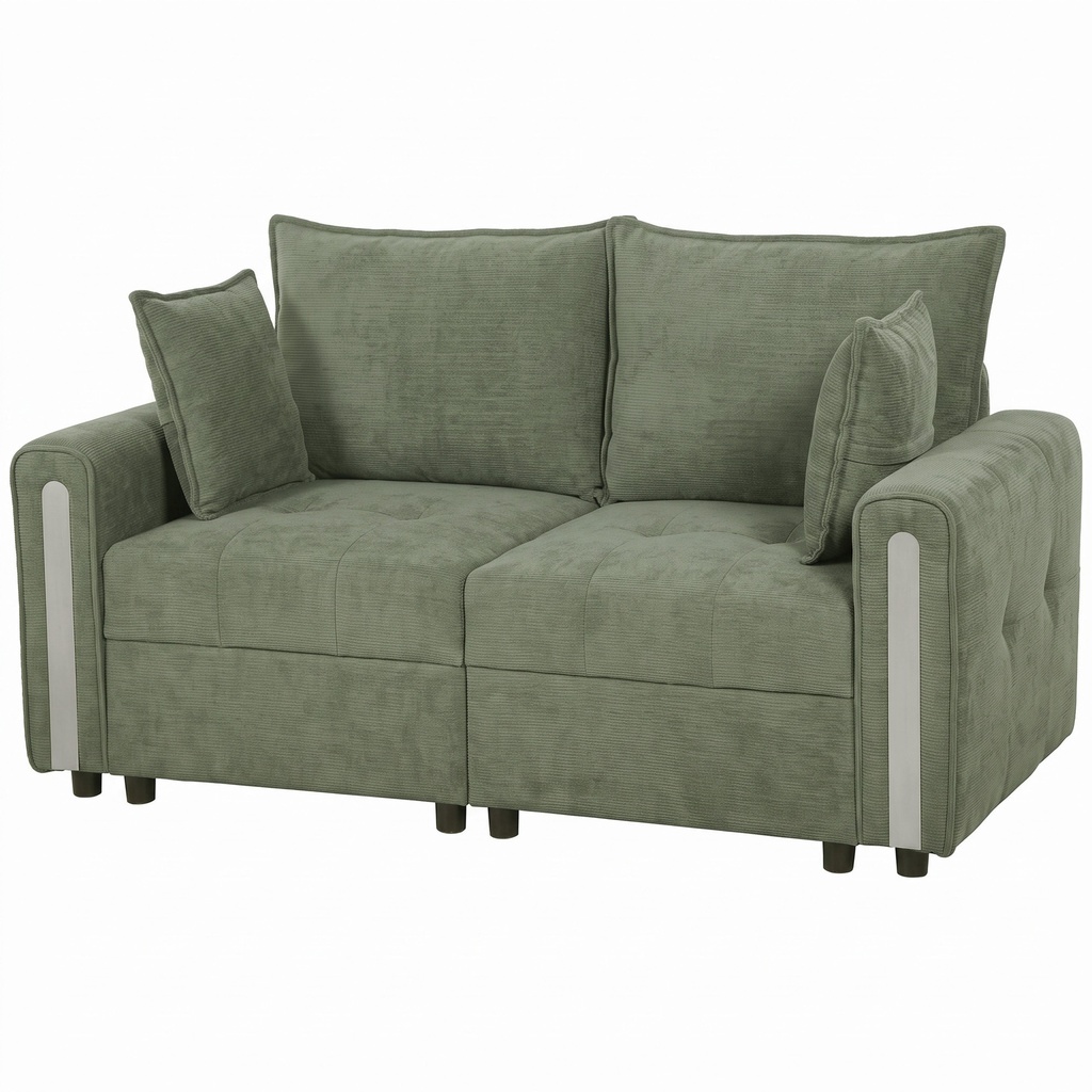 2 Seater Velvet Sofa 168 x 85 x 88cm - Dark Green, Black - 1