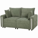 2 Seater Velvet Sofa 168 x 85 x 88cm - Dark Green, Black - 1