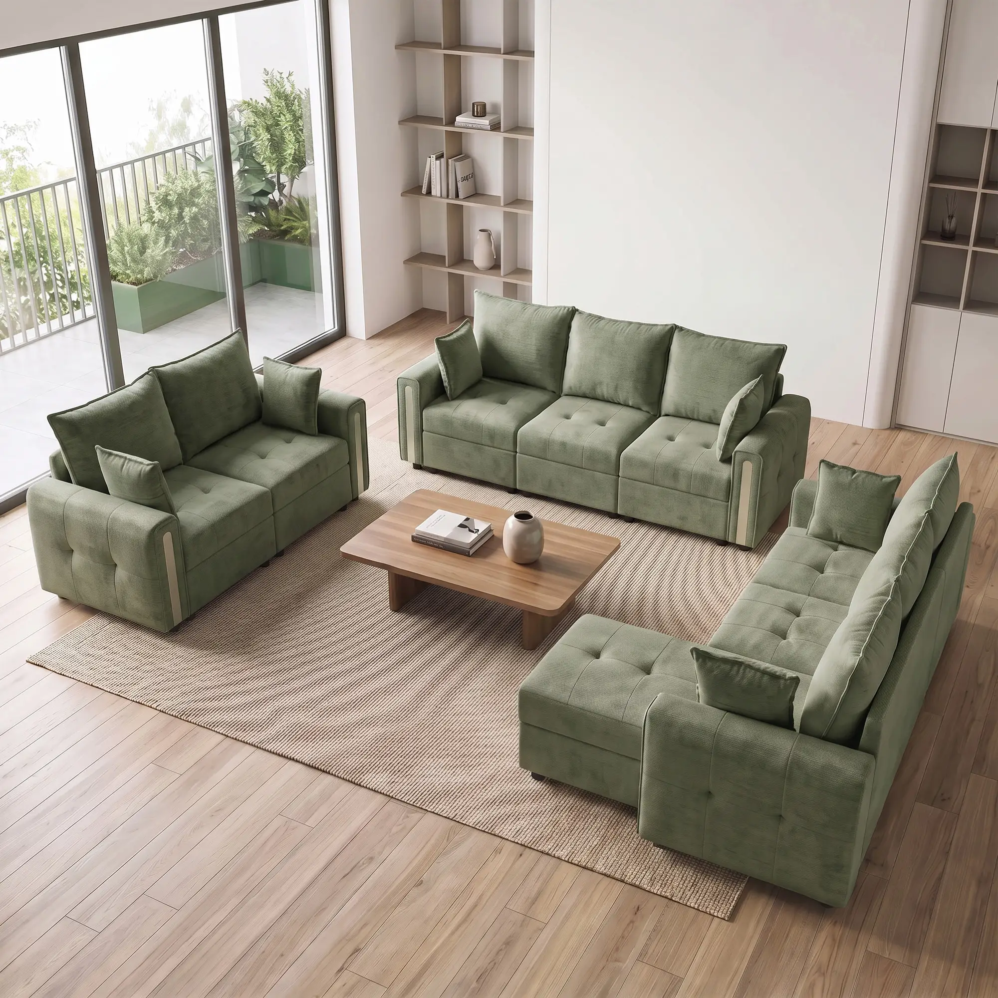 2 Seater Velvet Sofa 168 x 85 x 88cm - Dark Green, Black - 8
