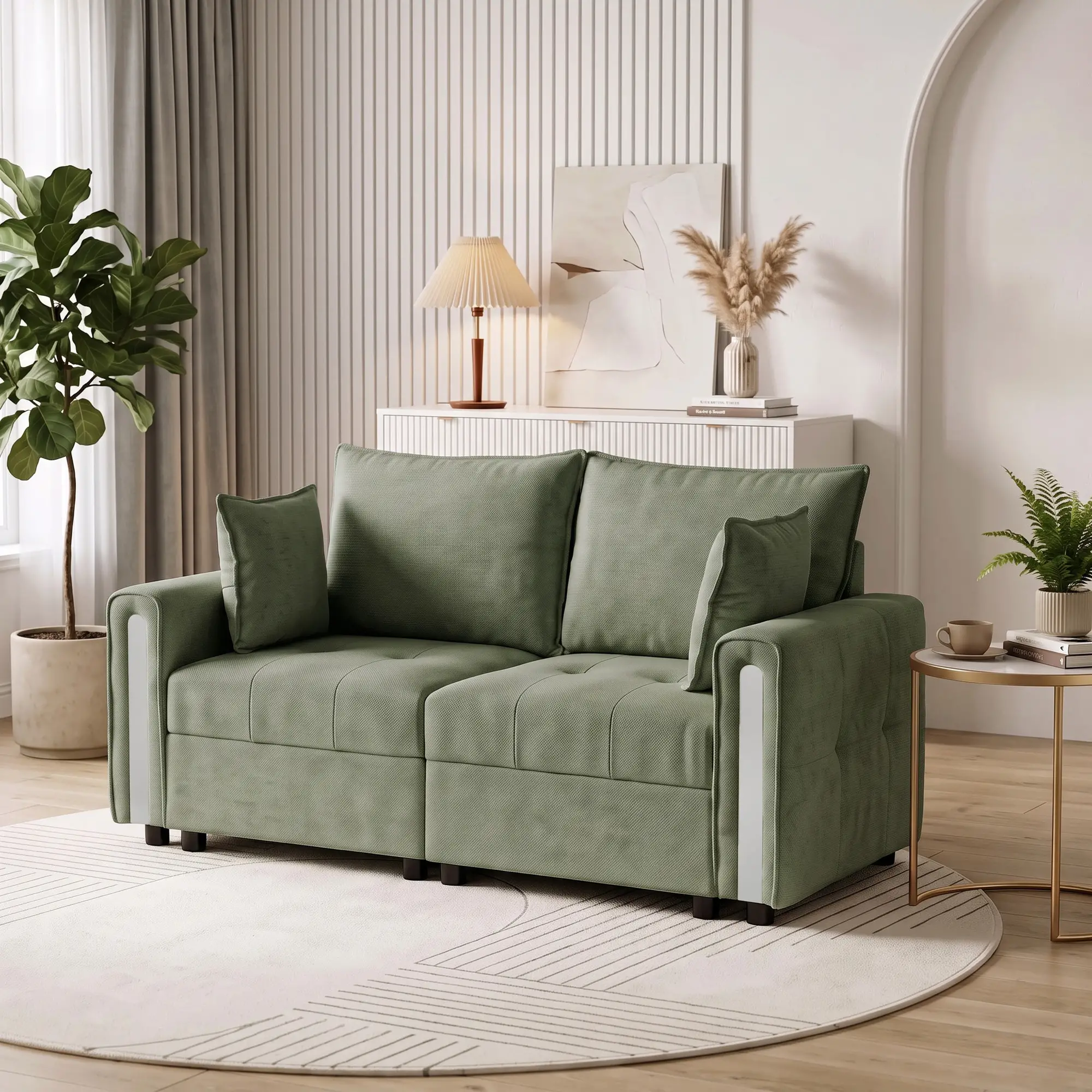 2 Seater Velvet Sofa 168 x 85 x 88cm - Dark Green, Black - 9