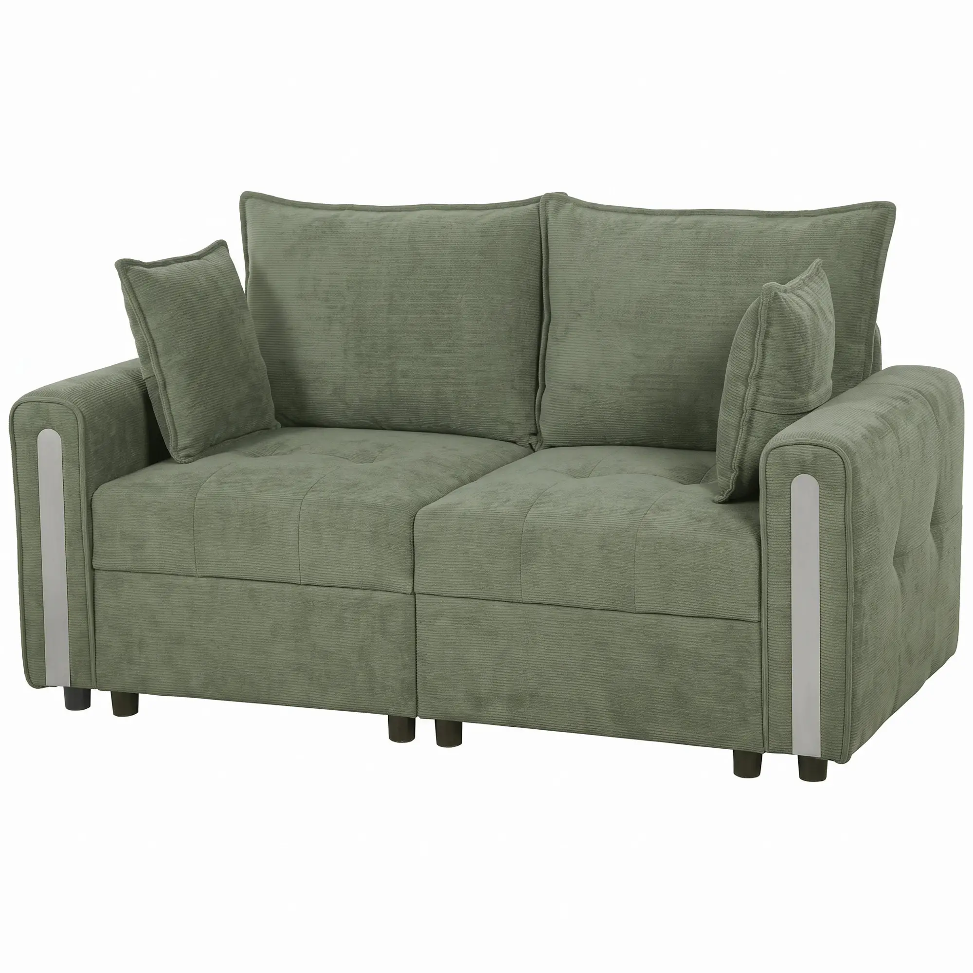 2 Seater Velvet Sofa 168 x 85 x 88cm - Dark Green, Black - 15