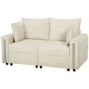 2 Seater Velvet Sofa 168 x 85 x 88cm - Beige, Black - 1