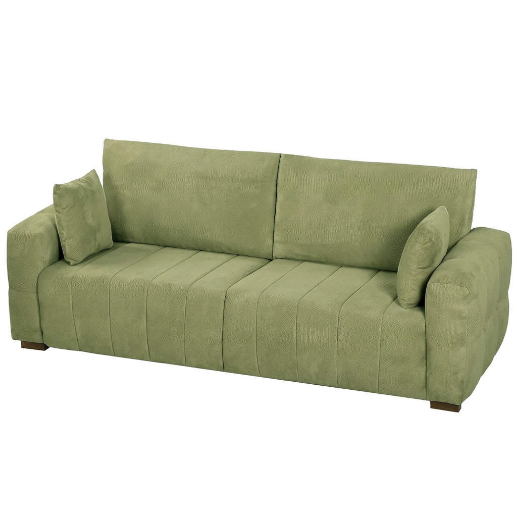 3 Seater Velvet Sofa 220 x 86 x 84cm - Green - 1