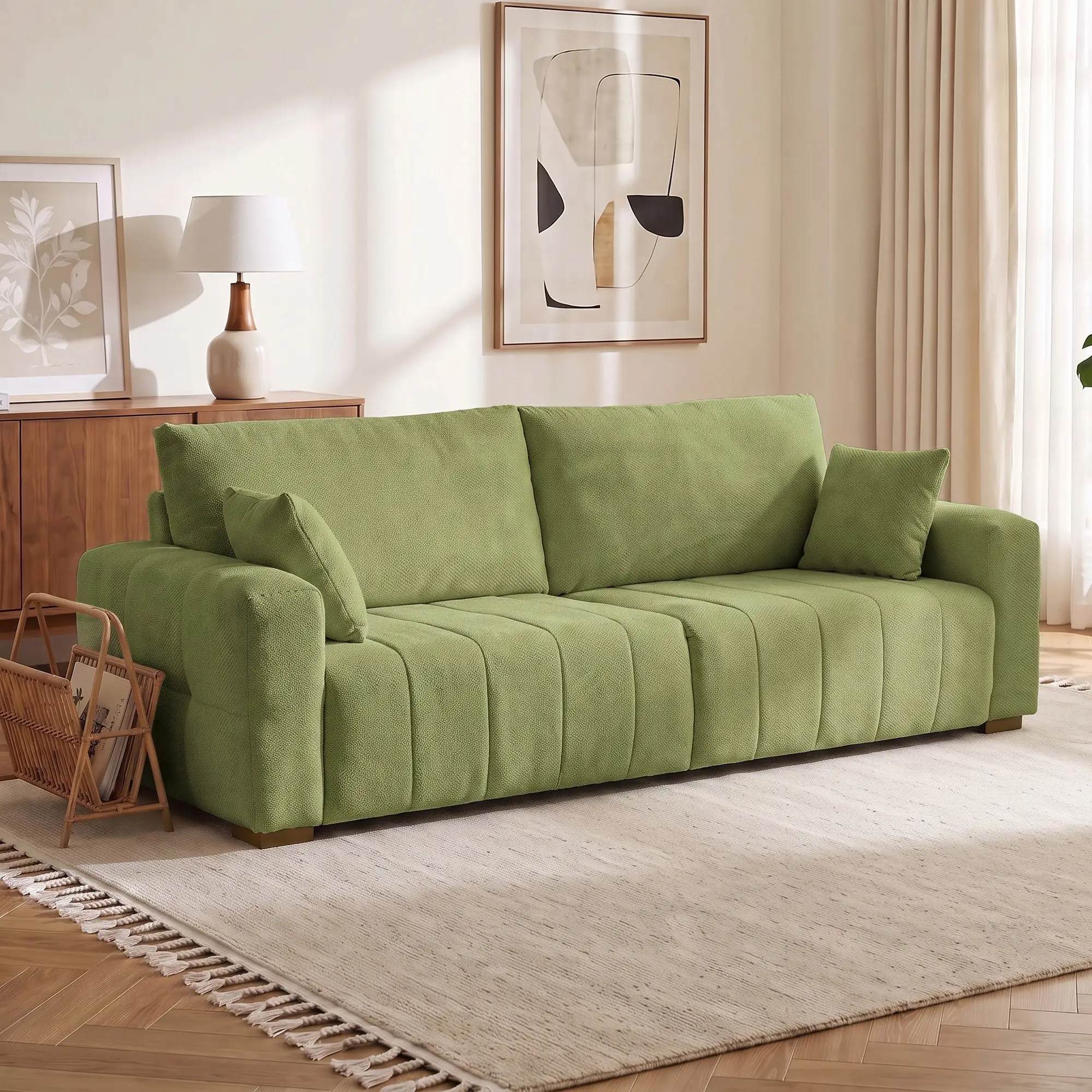 3 Seater Velvet Sofa 220 x 86 x 84cm - Green - 14