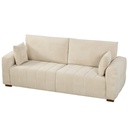 3 Seater Velvet Sofa 220 x 86 x 84cm - Cream White - 1