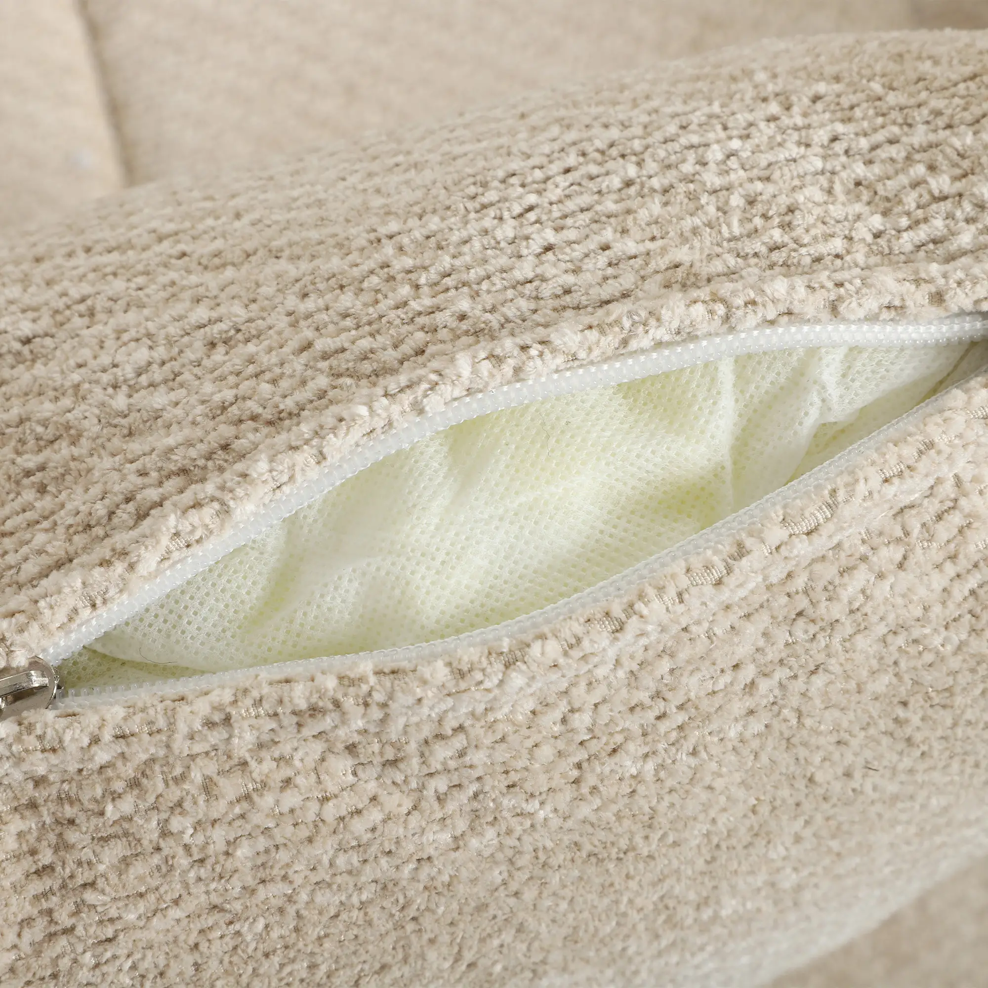 3 Seater Velvet Sofa 220 x 86 x 84cm - Cream White - 10