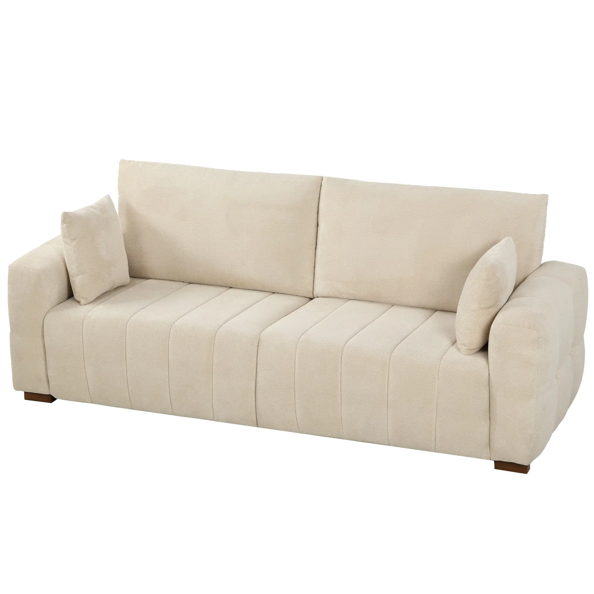 3 Seater Velvet Sofa 220 x 86 x 84cm - Cream White - 15