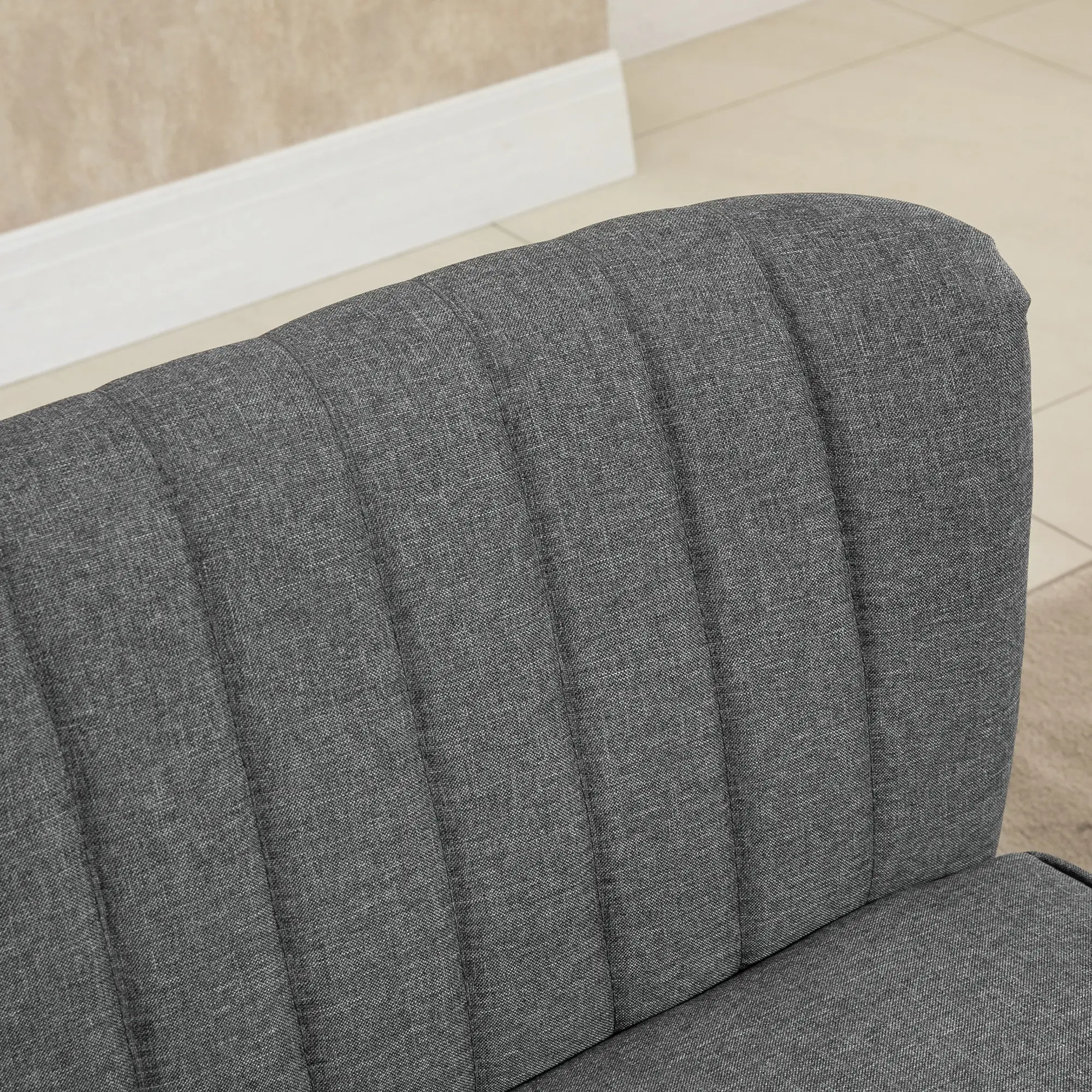 2 Seater Linen Sofa 117 x 56.5 x 77cm, Dark Grey - Dark Grey - 12