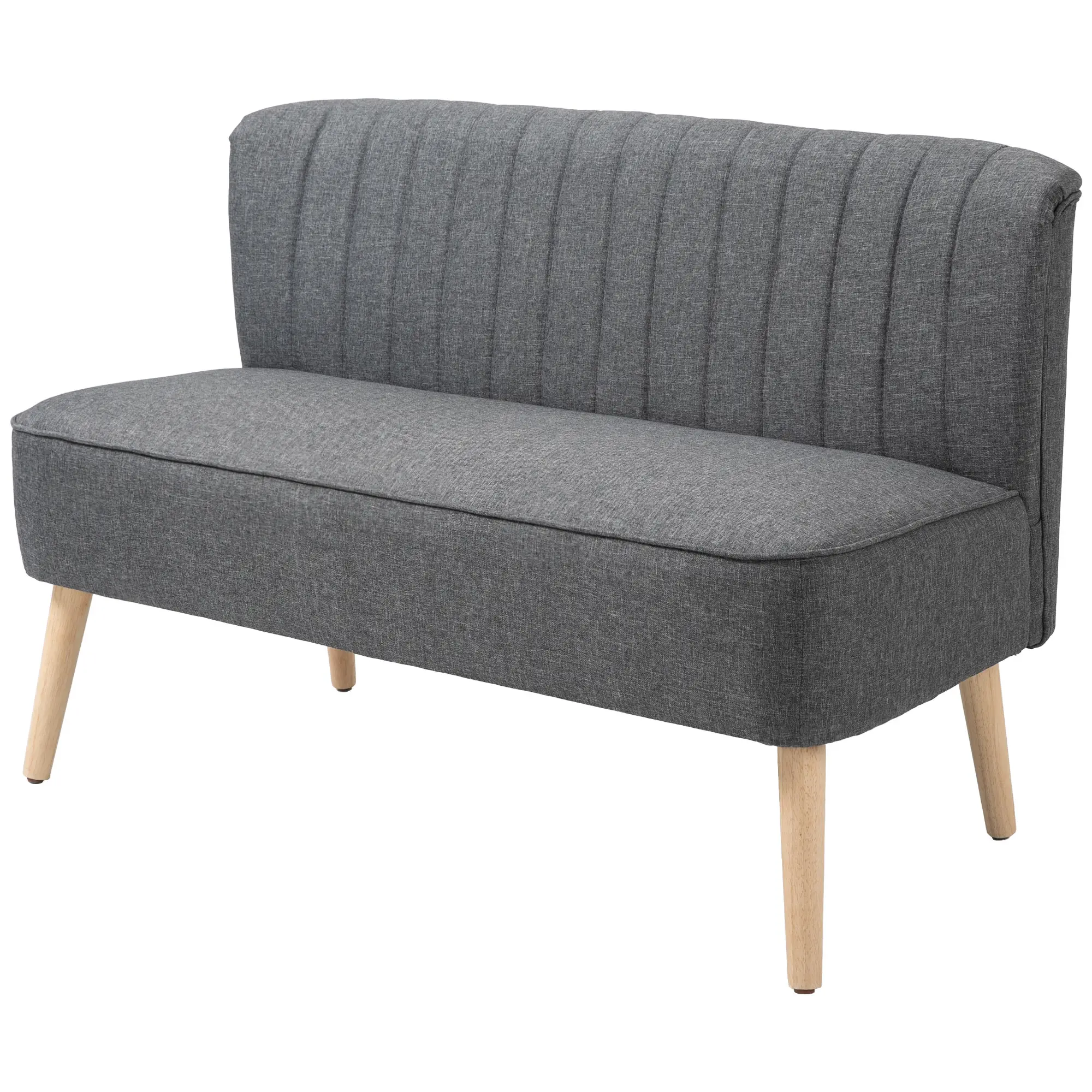 2 Seater Linen Sofa 117 x 56.5 x 77cm, Dark Grey - Dark Grey - 15