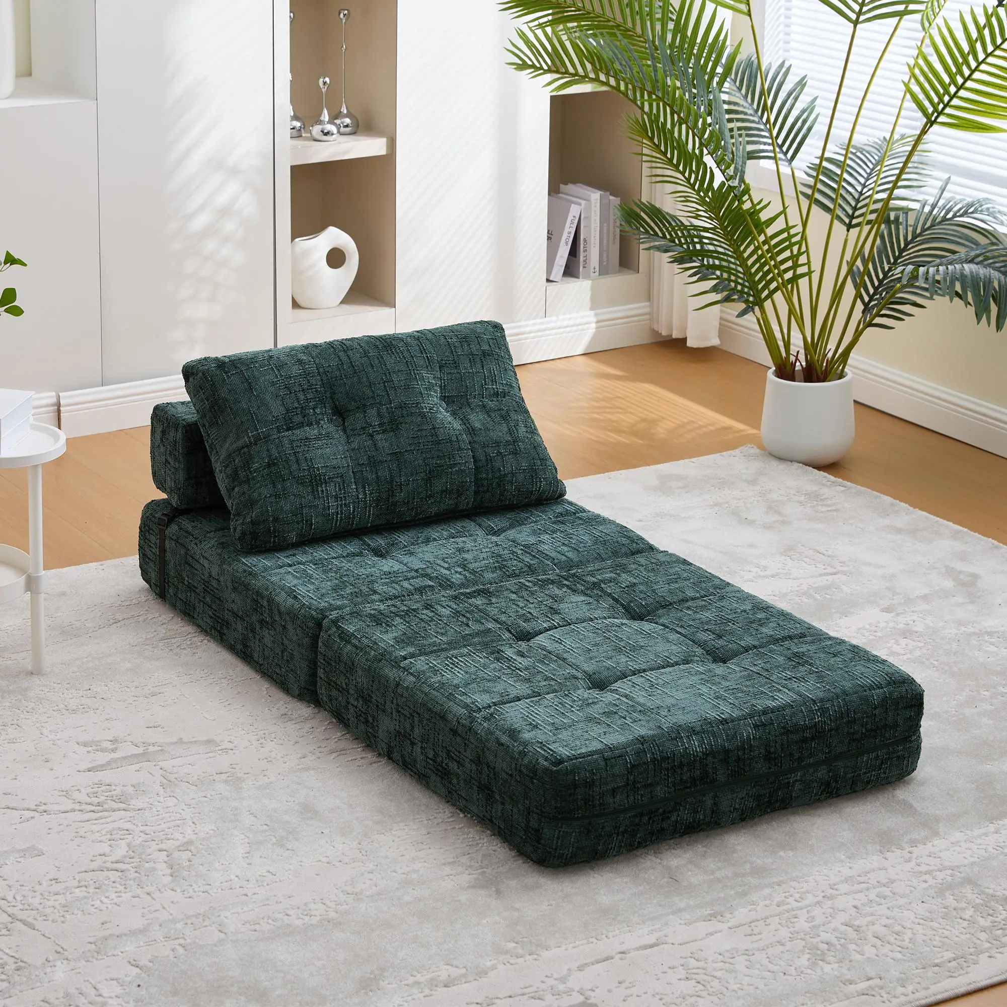 Chenille Sofa Bed 180 x 79 x 57cm - Emerald - 9
