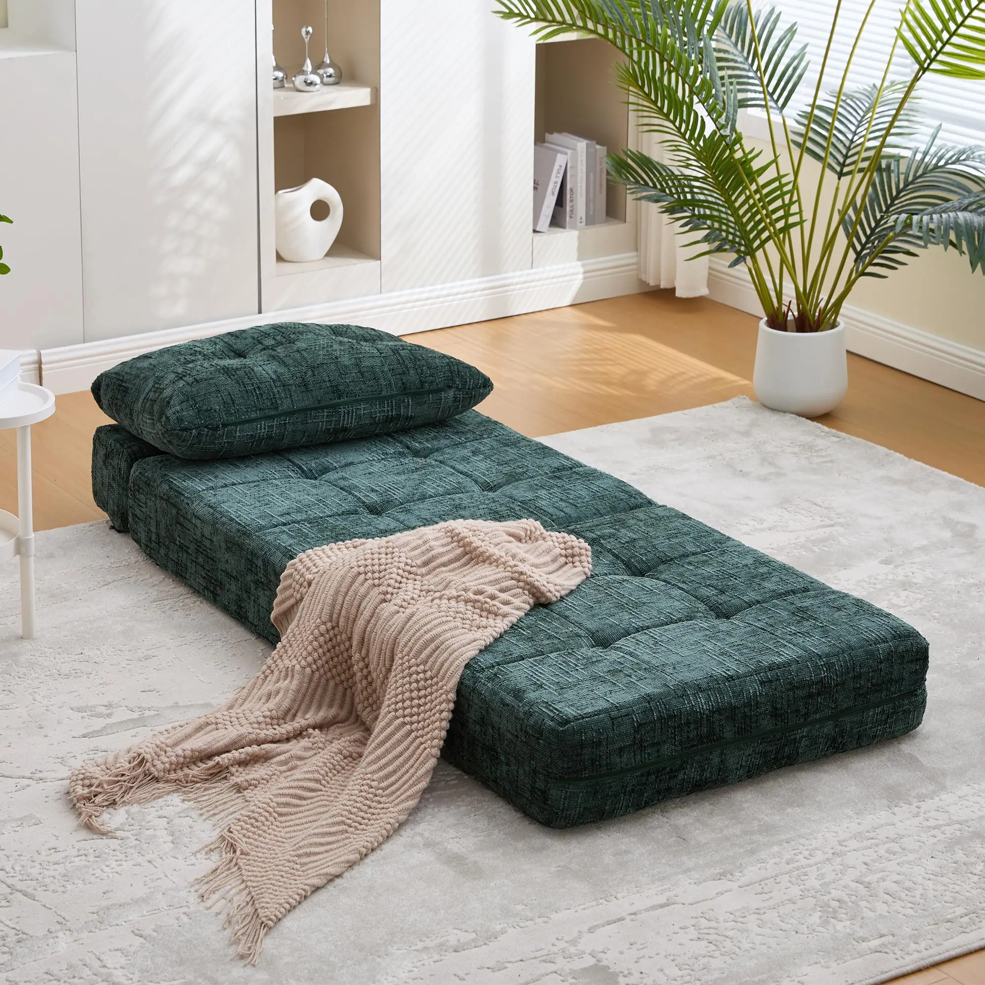 Chenille Sofa Bed 180 x 79 x 57cm - Emerald - 10