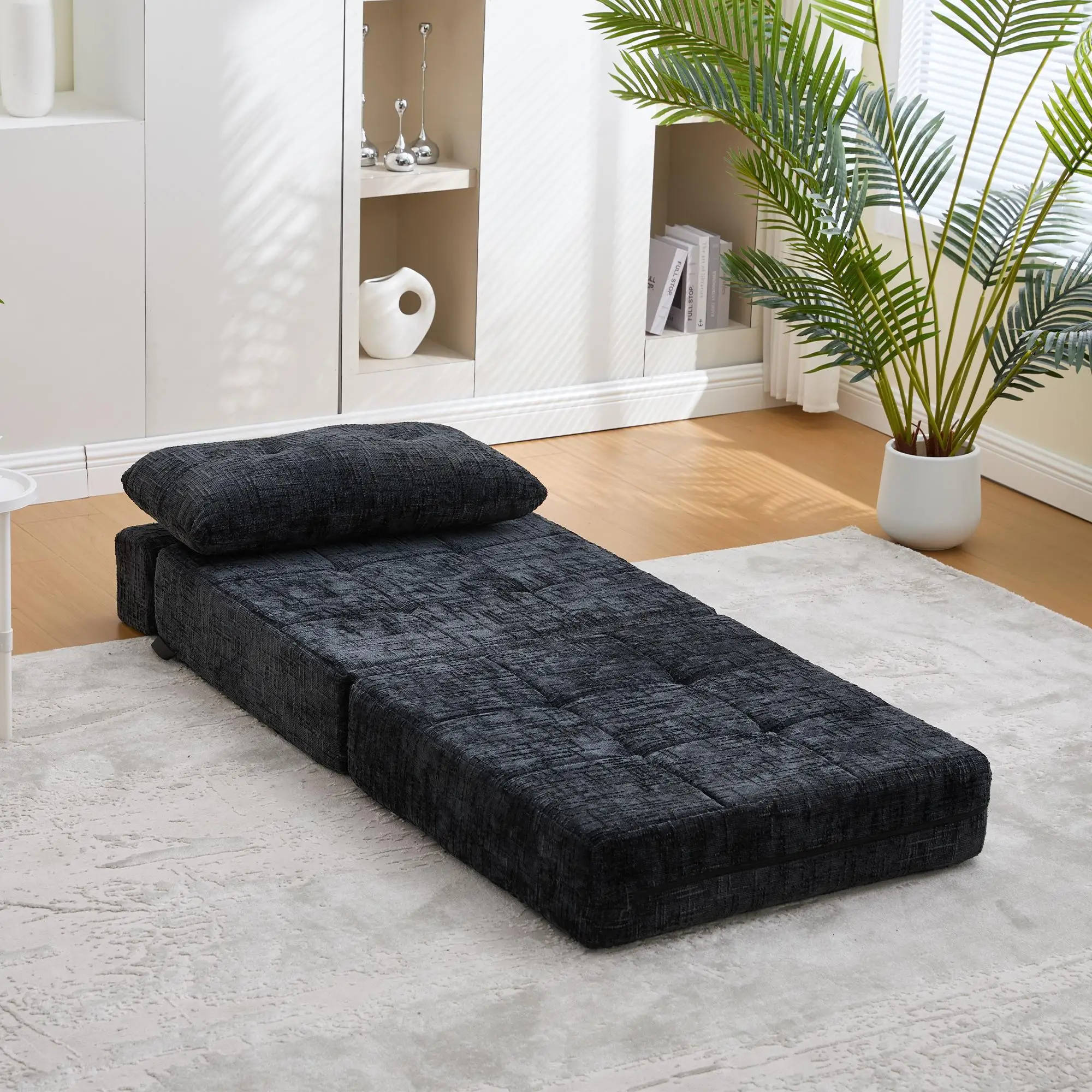 Chenille Sofa Bed 180 x 79 x 57cm - Black - 10