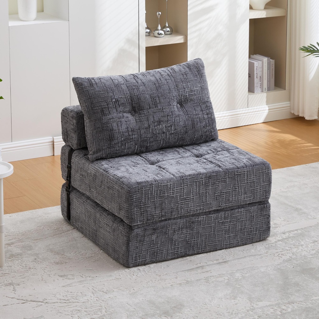 Chenille Sofa Bed 180 x 79 x 57cm - Grey - 1