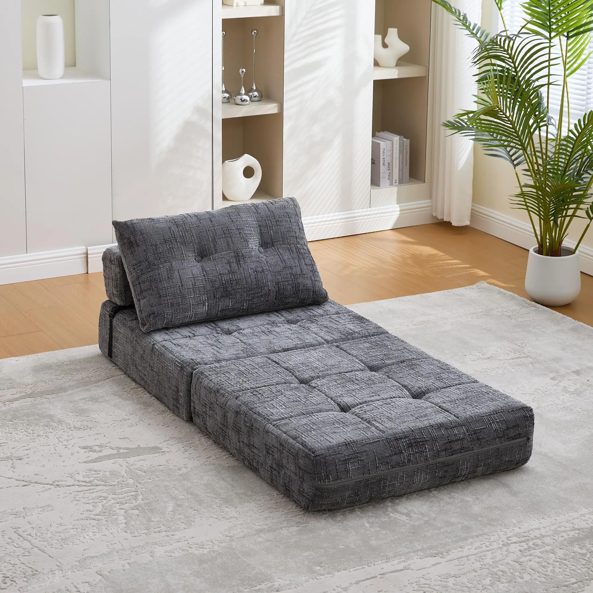 Chenille Sofa Bed 180 x 79 x 57cm - Grey - 9