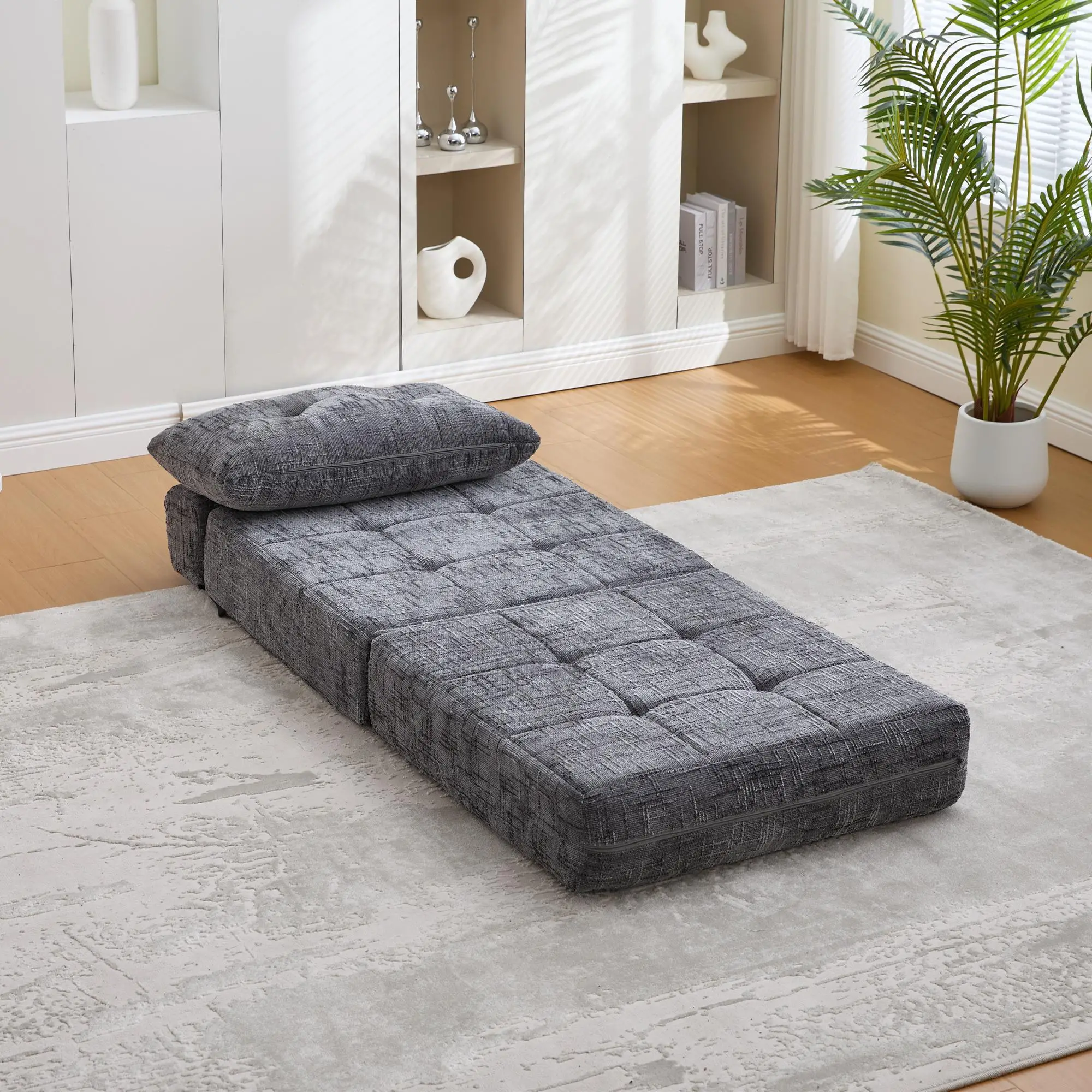 Chenille Sofa Bed 180 x 79 x 57cm - Grey - 10