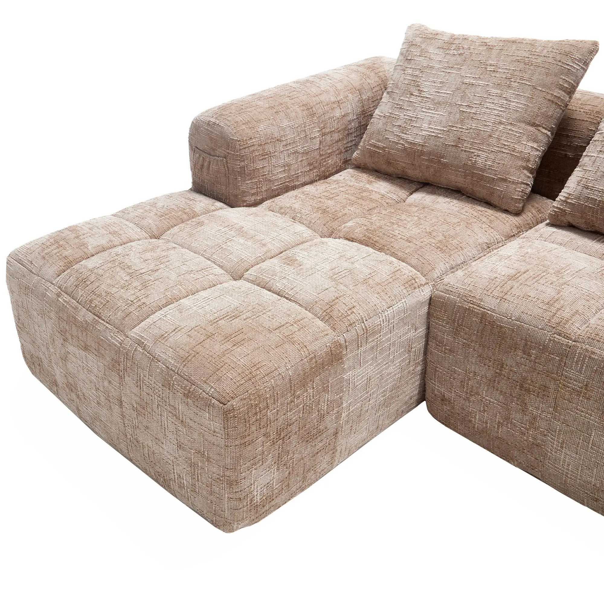 Corner Chenille Sofa Bed 250 x 158 x 60cm - Khaki - 9