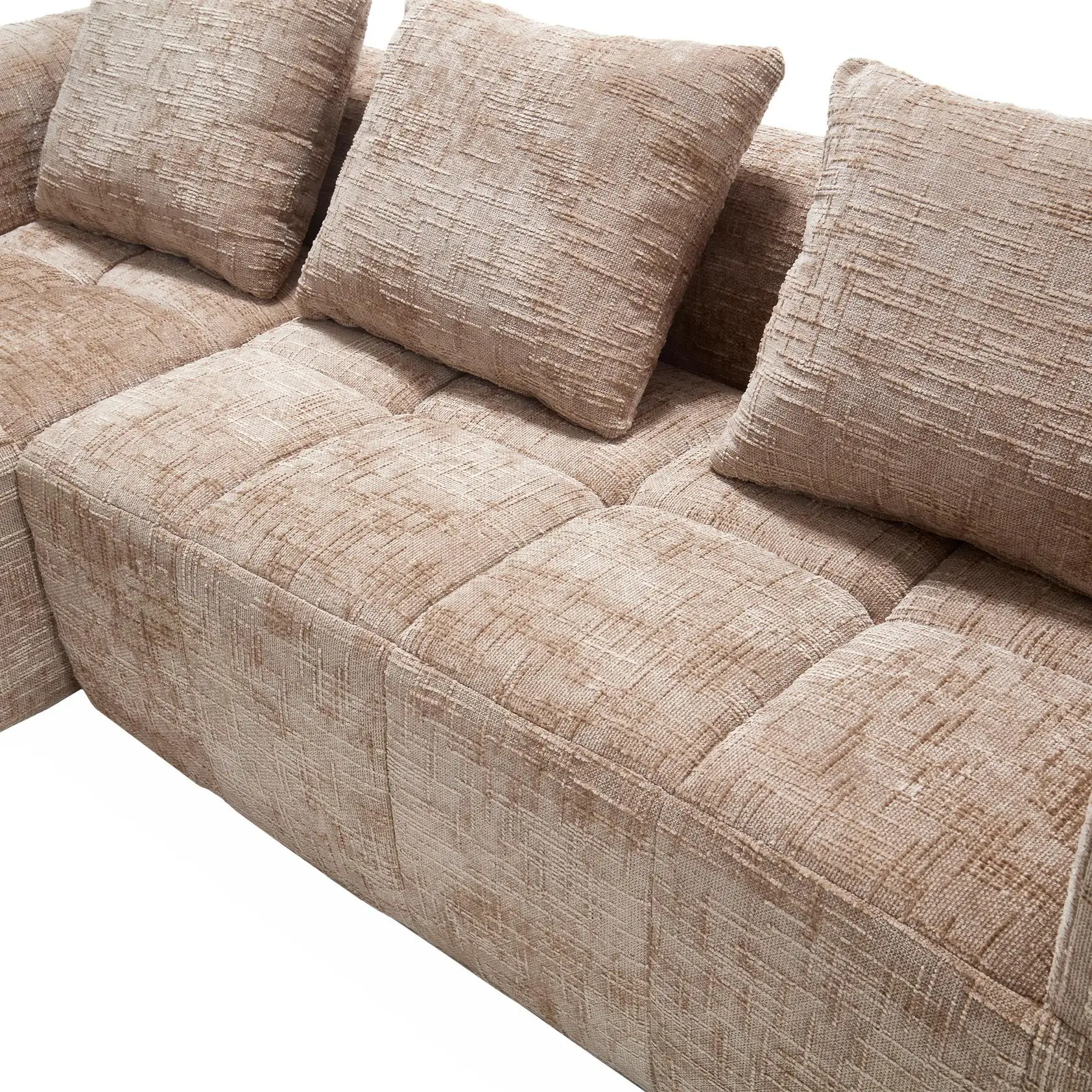 Corner Chenille Sofa Bed 250 x 158 x 60cm - Khaki - 11