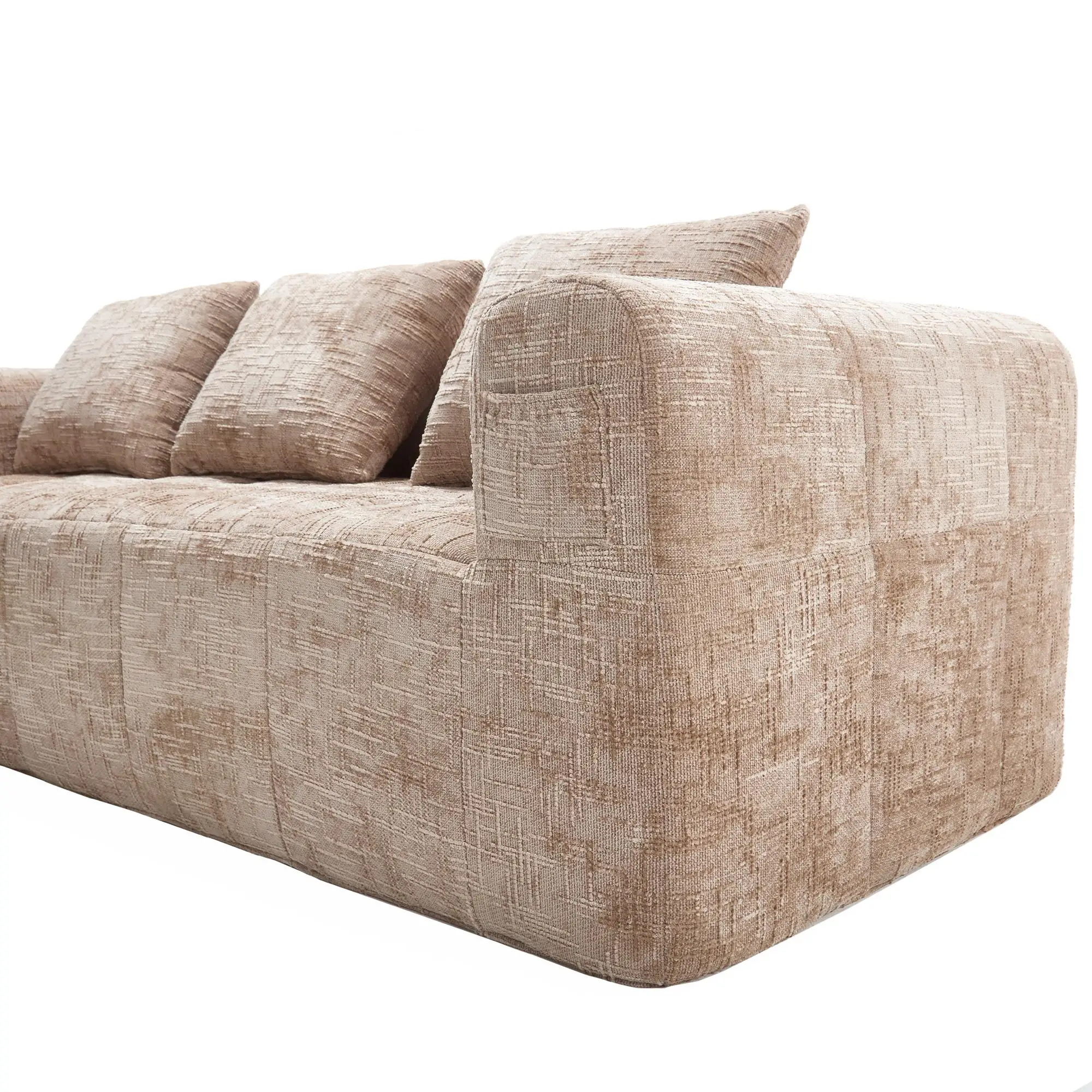 Corner Chenille Sofa Bed 250 x 158 x 60cm - Khaki - 12