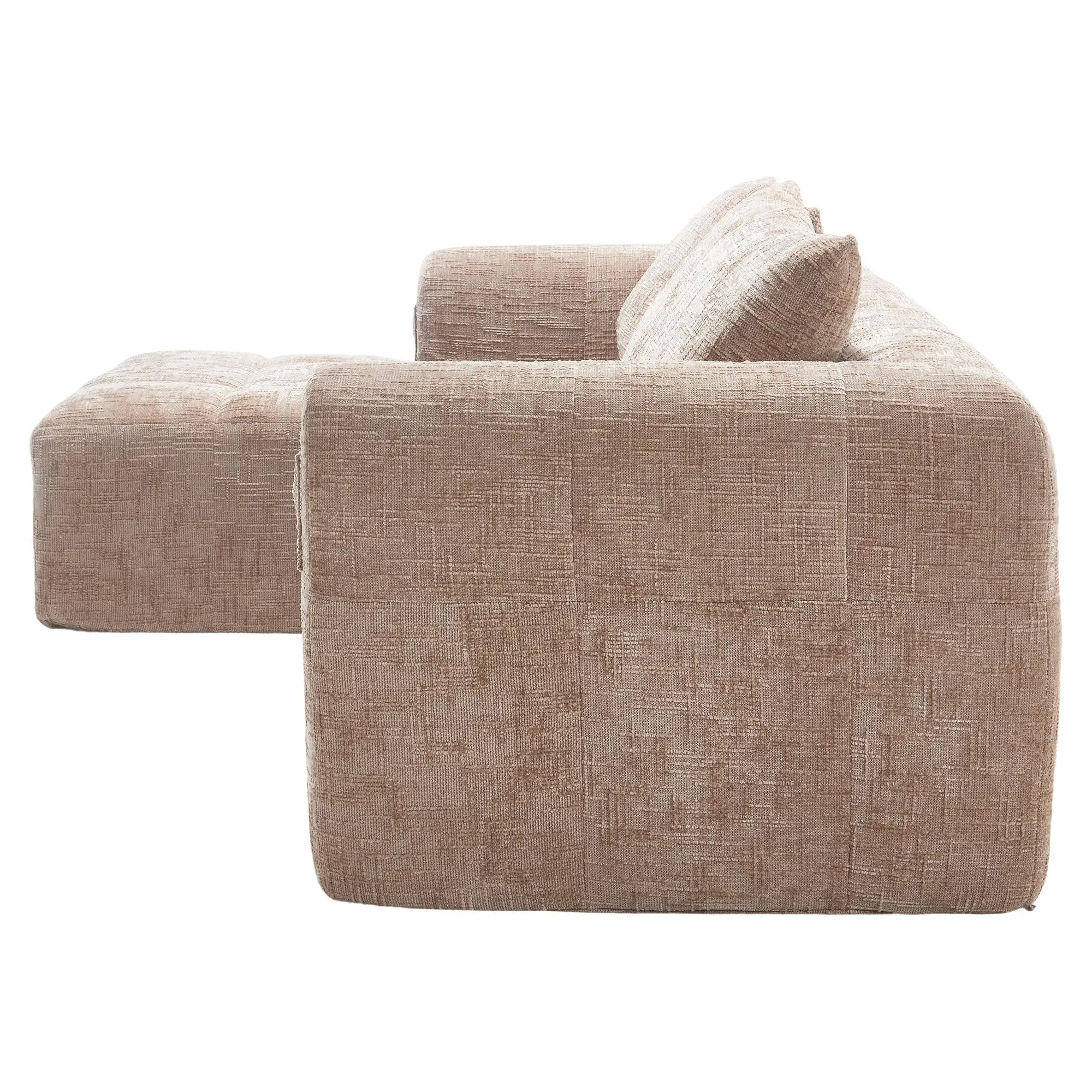 Corner Chenille Sofa Bed 250 x 158 x 60cm - Khaki - 14