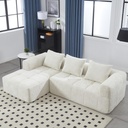 Corner Chenille Sofa Bed 250 x 158 x 60cm - Beige - 1