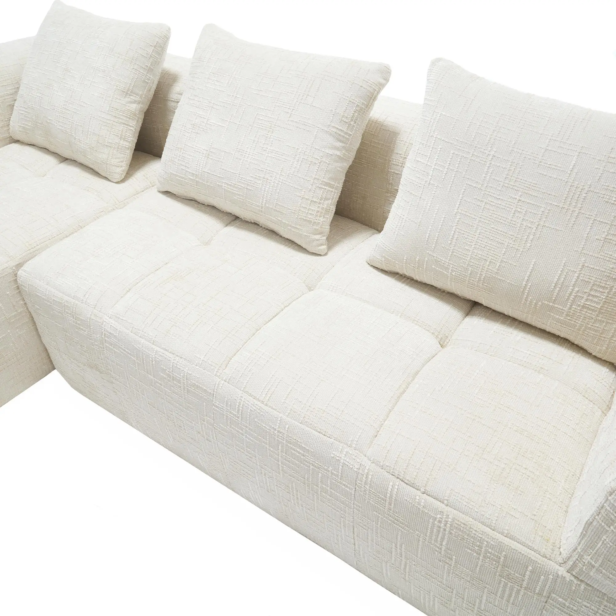 Corner Chenille Sofa Bed 250 x 158 x 60cm - Beige - 10