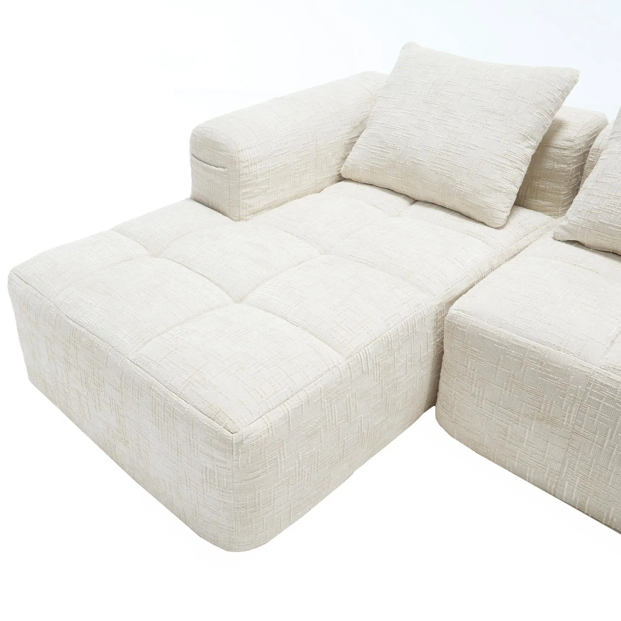Corner Chenille Sofa Bed 250 x 158 x 60cm - Beige - 11