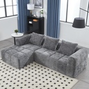 Corner Chenille Sofa Bed 250 x 158 x 60cm - Grey - 1