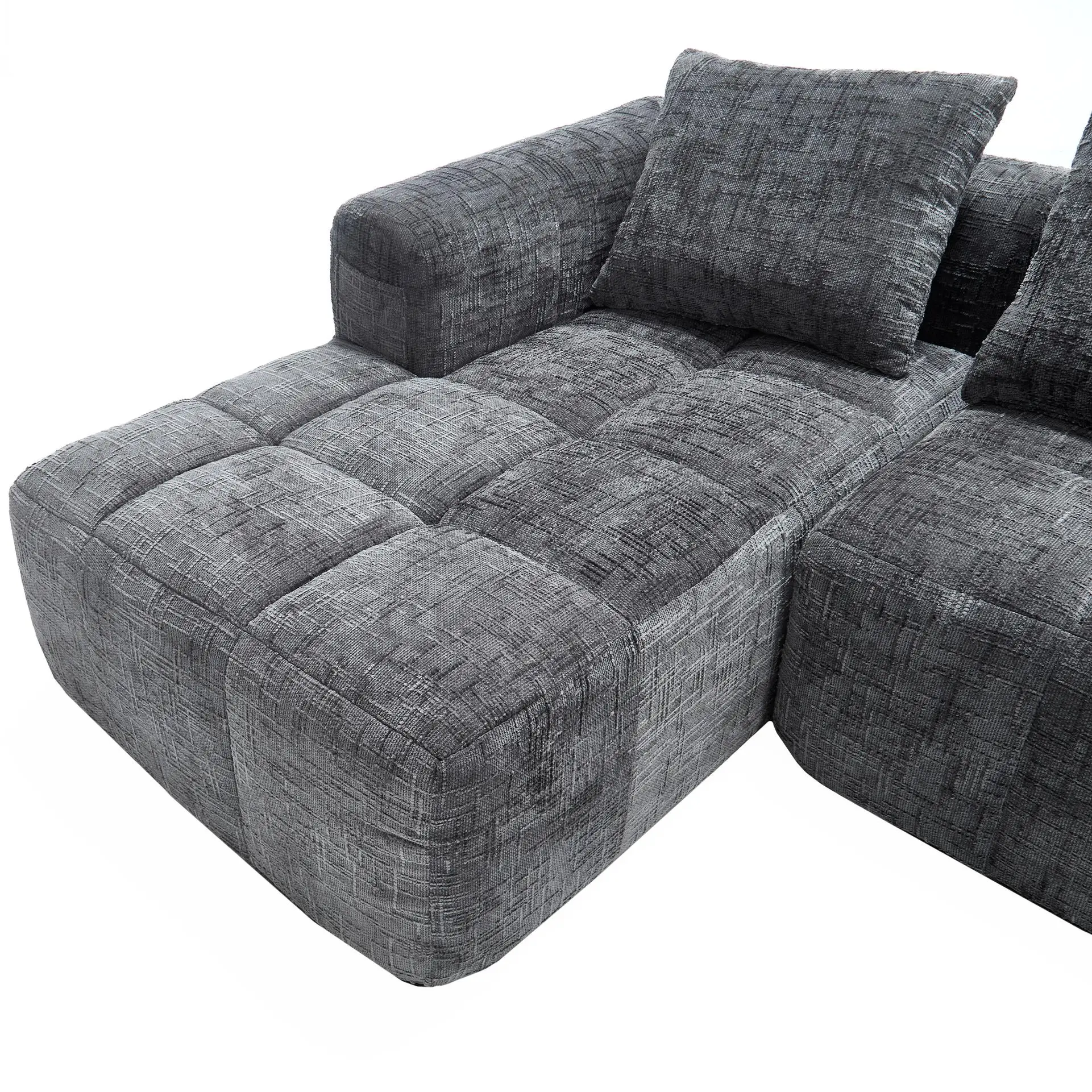 Corner Chenille Sofa Bed 250 x 158 x 60cm - Grey - 9
