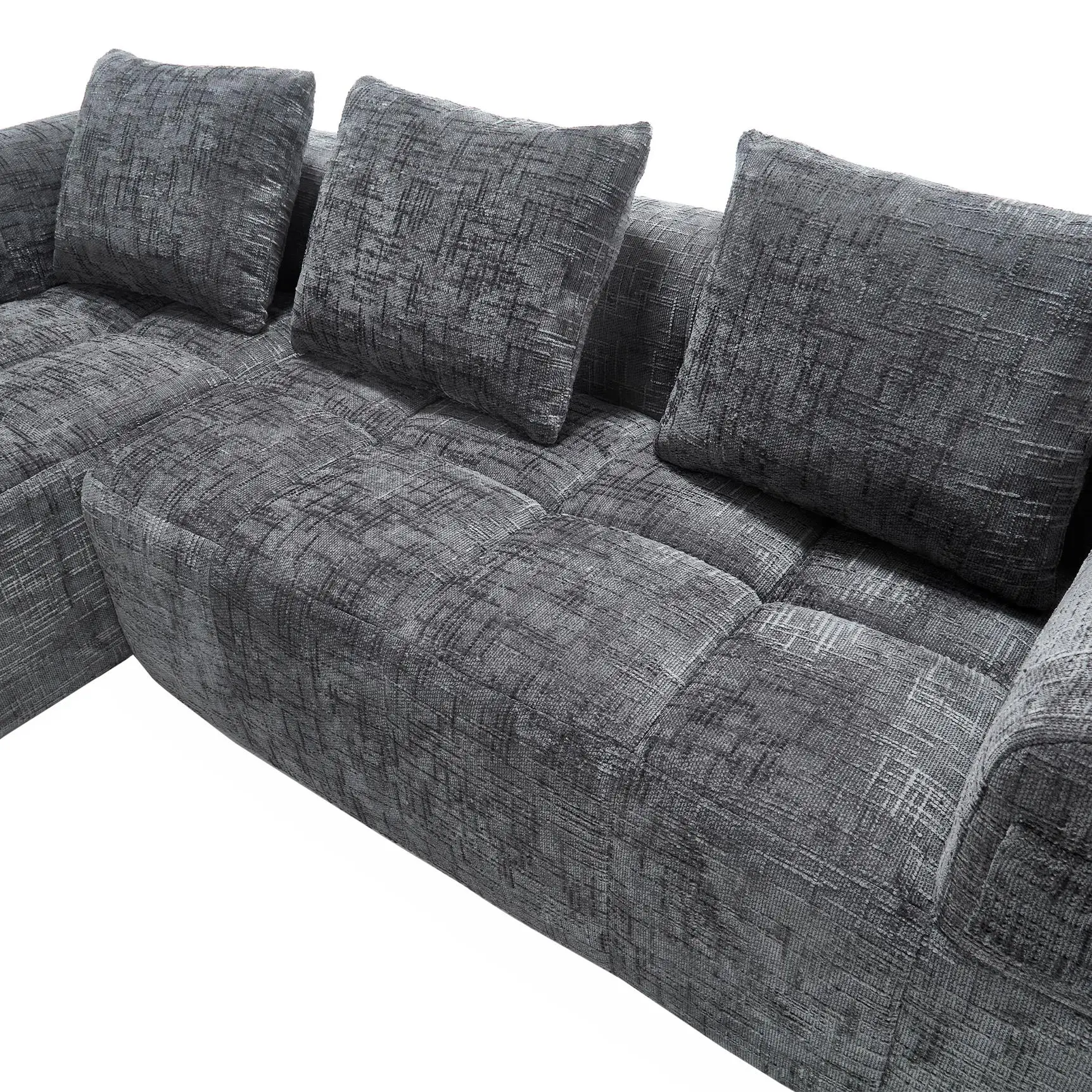 Corner Chenille Sofa Bed 250 x 158 x 60cm - Grey - 11