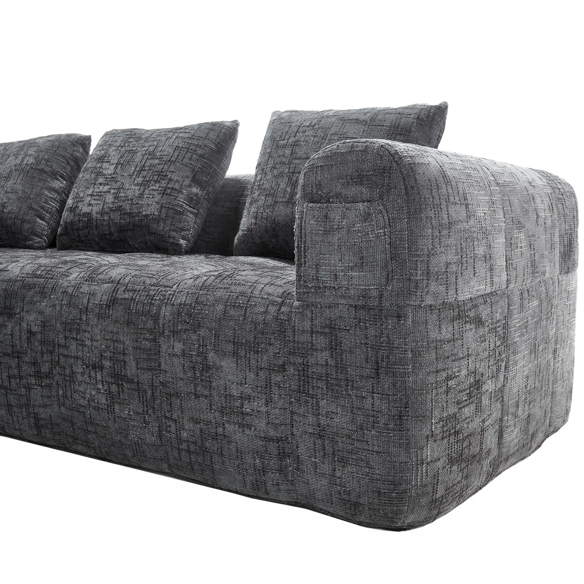 Corner Chenille Sofa Bed 250 x 158 x 60cm - Grey - 12
