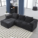 Corner Chenille Sofa Bed 250 x 158 x 60cm - Black - 1